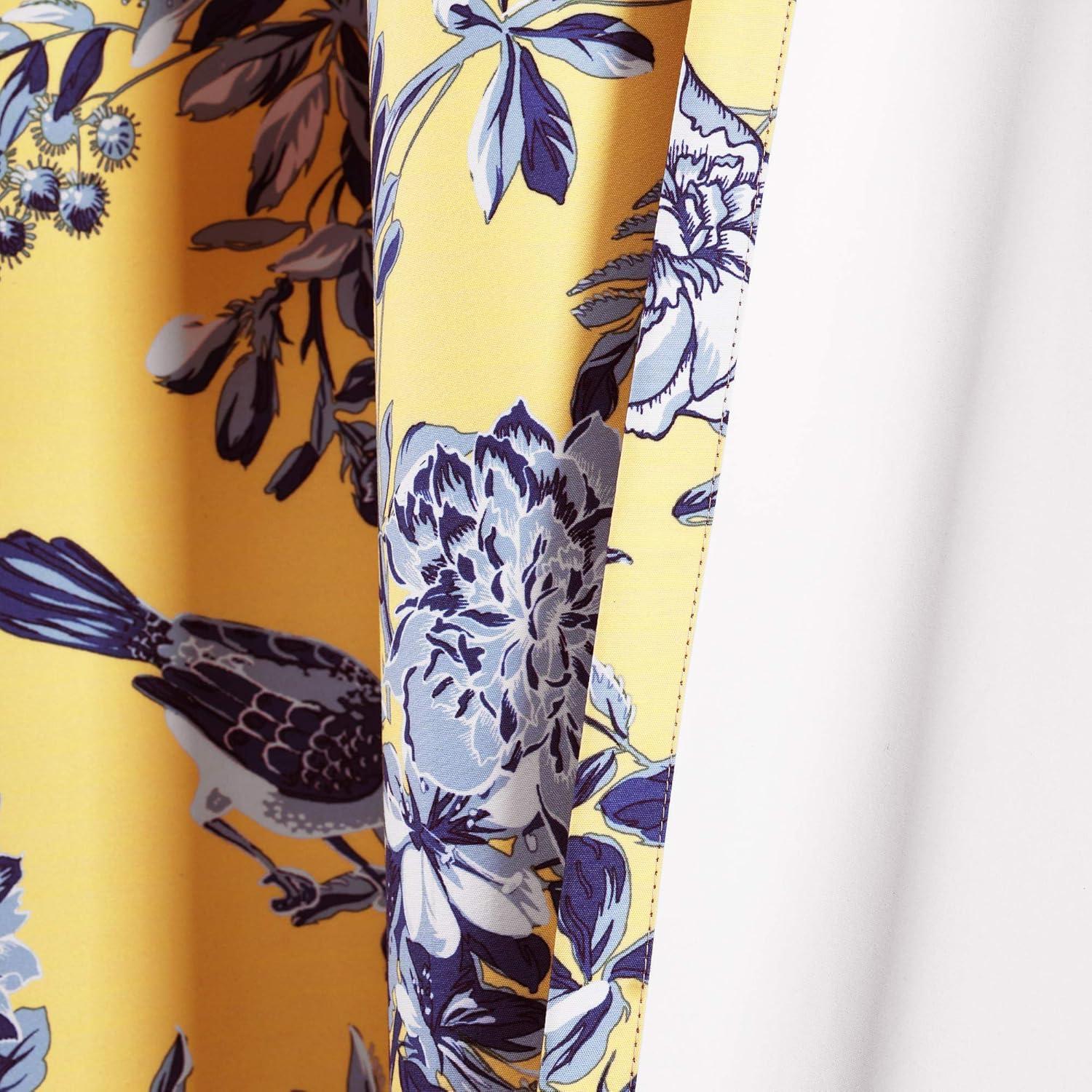 Lush Decor Farmhouse Bird And Flower Polyester Curtain Pair (Set of 2)