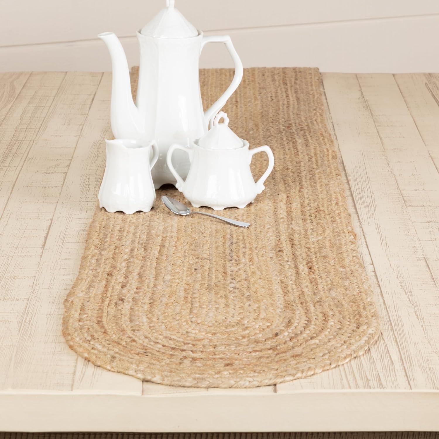 Table Runner Natural Jute Farmhouse 13x72 Oval Braided Kitchen Decor