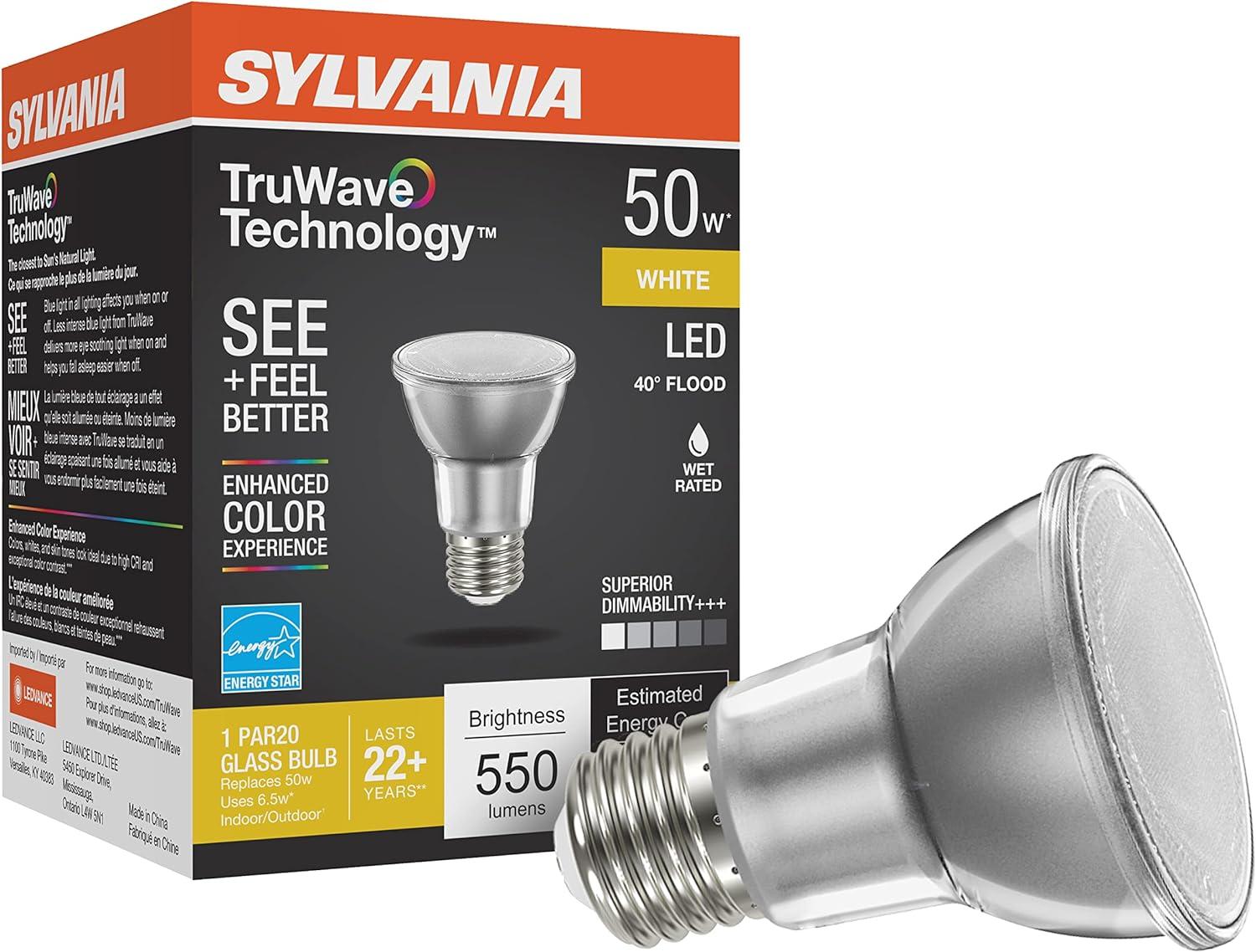 Sylvania 50W Equivalent White Dimmable LED Floodlight Bulb