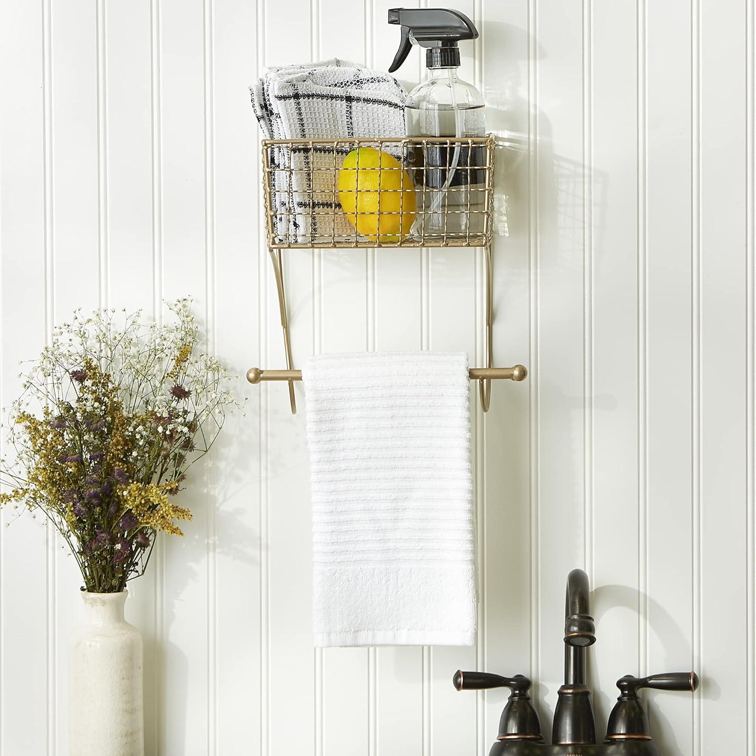 Small Gold MetalFarmhouse Towel Rack 8.25x5.5x9.8