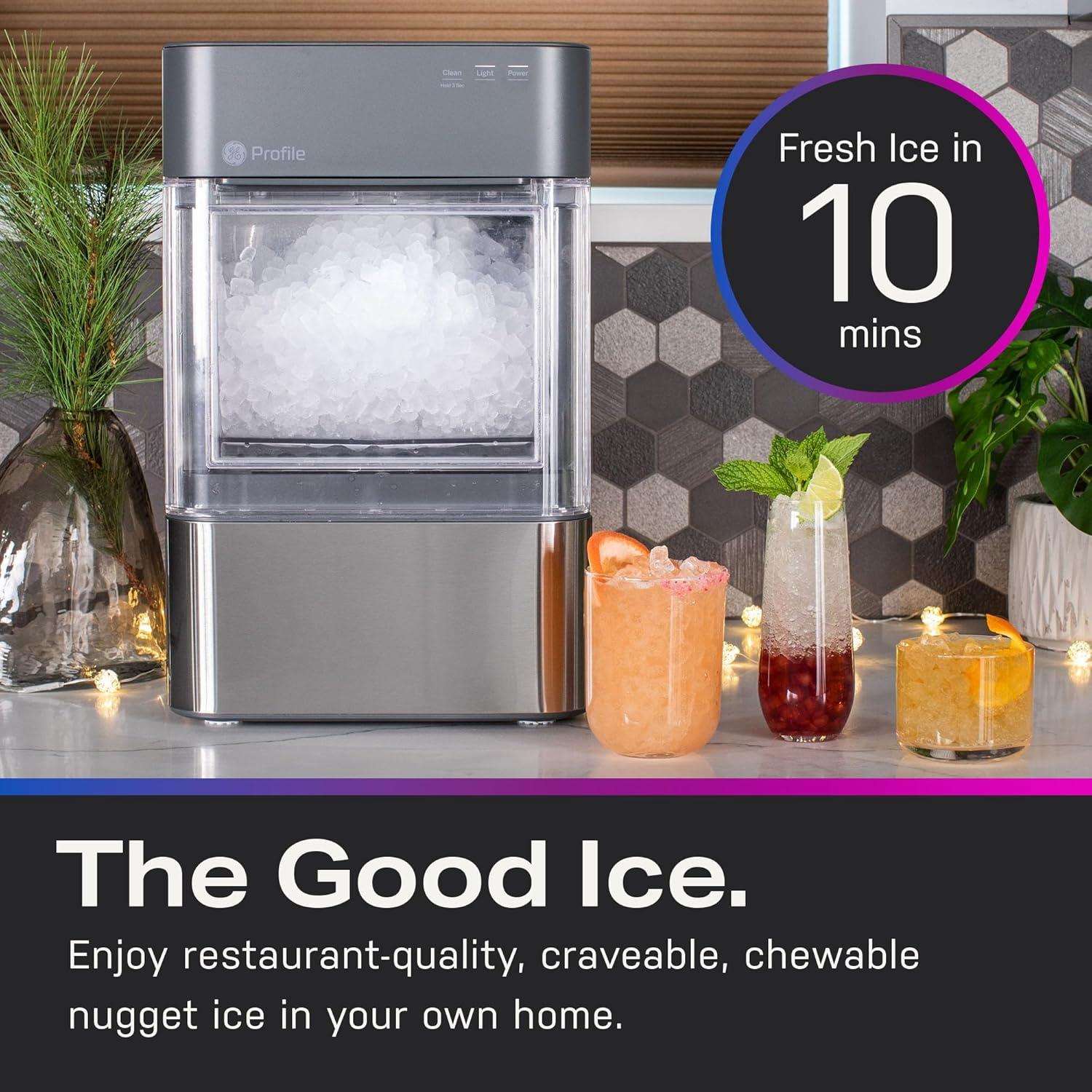 GE Profile  38lb Opal 2.0 Nugget Countertop Ice Maker Silver