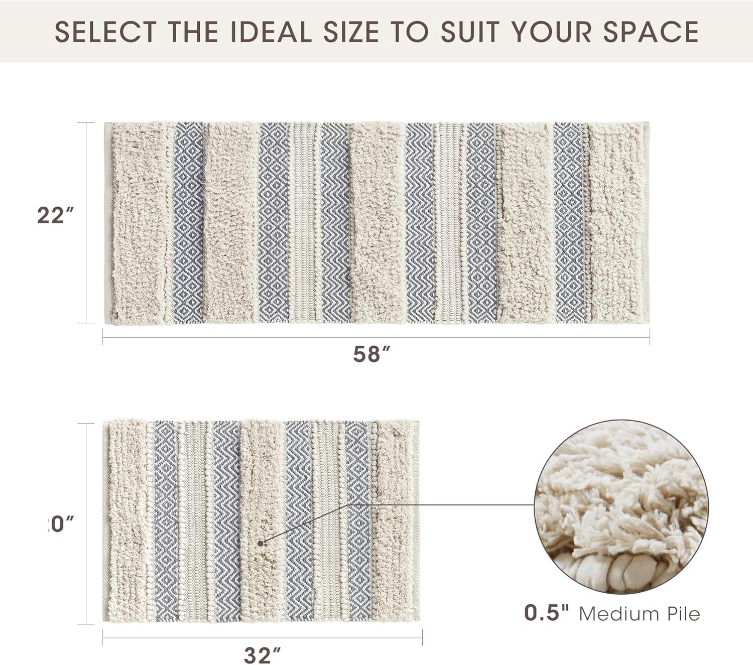 INK+IVY Asher Cotton Blend Bath Rug with Non-Slip Backing