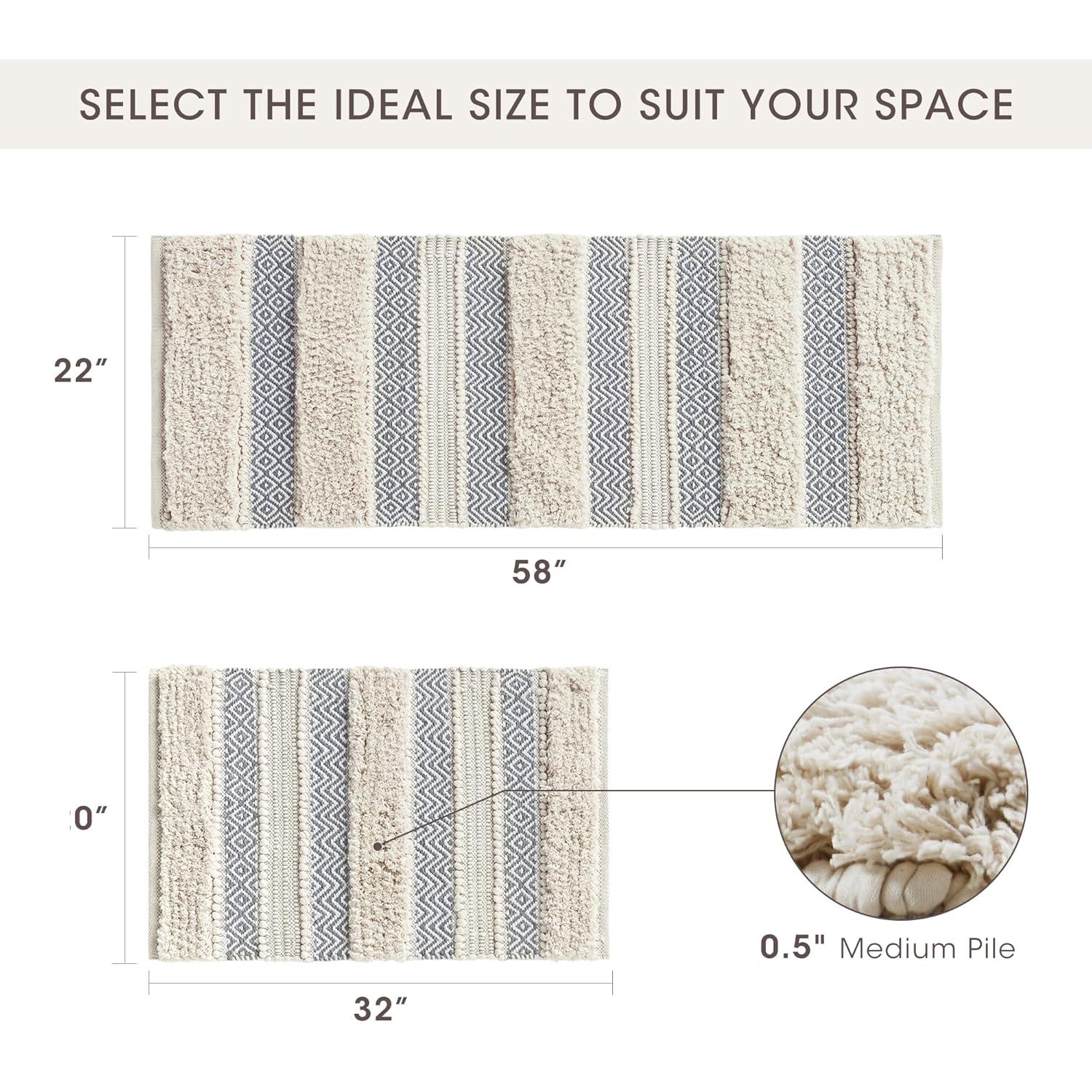 INK+IVY Asher Cotton Blend Bath Rug with Non-Slip Backing