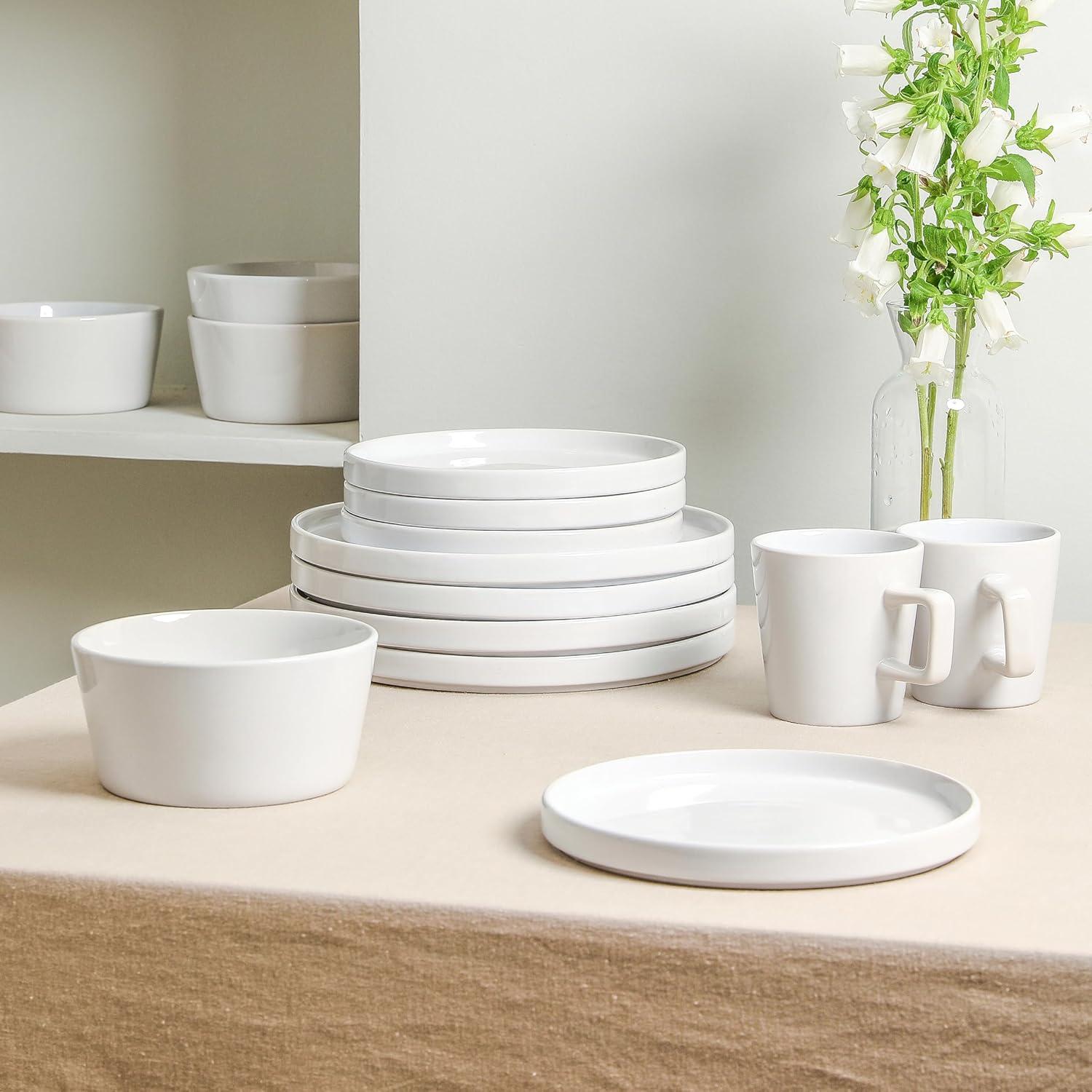 White Ceramic 16-Piece Outdoor Dinnerware Set, Service for 4