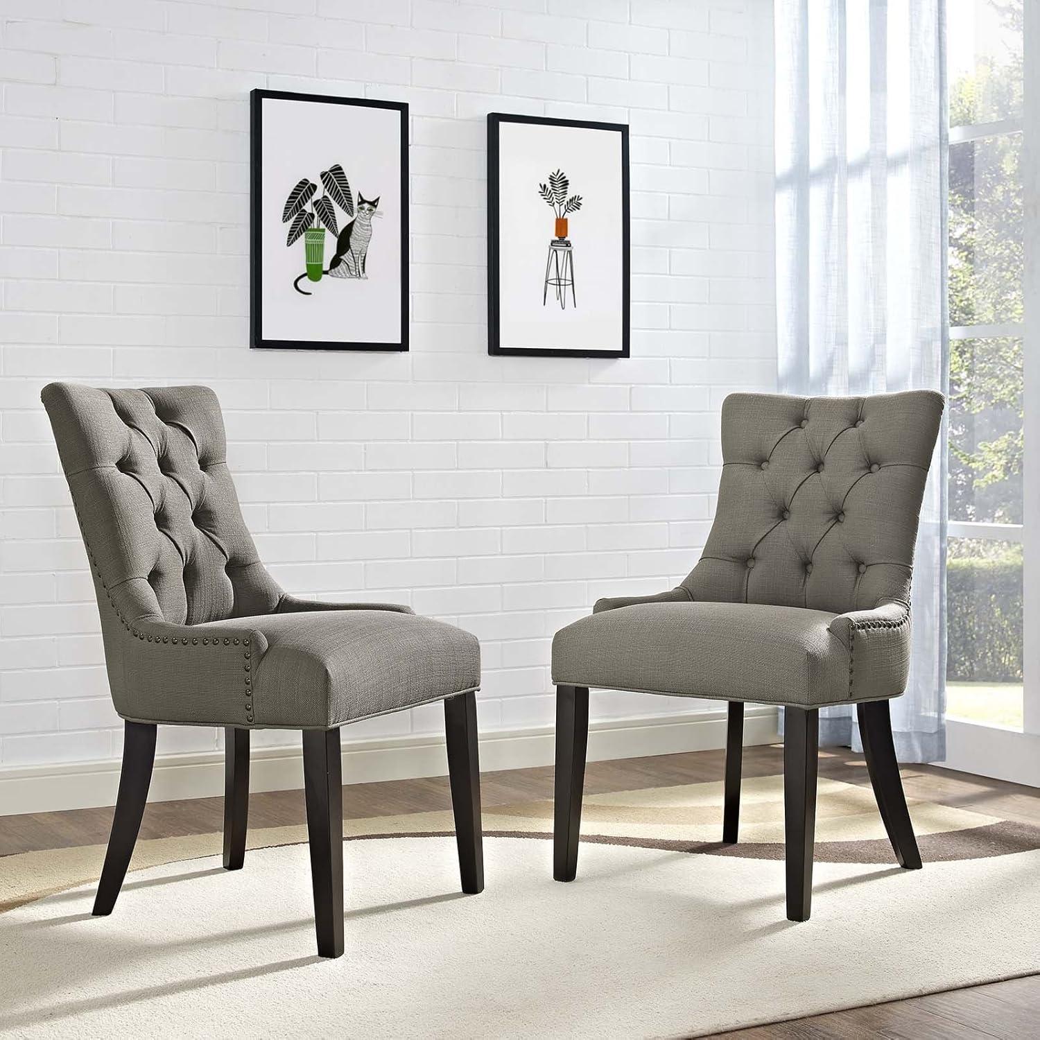 Modway Regent Dining Side Chair Fabric Set of 2 in Teal