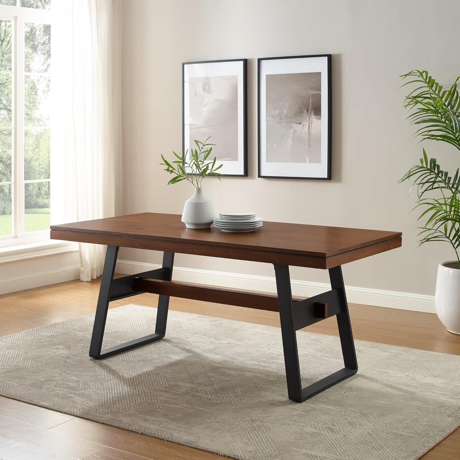 Ash Metal Base Dining Table