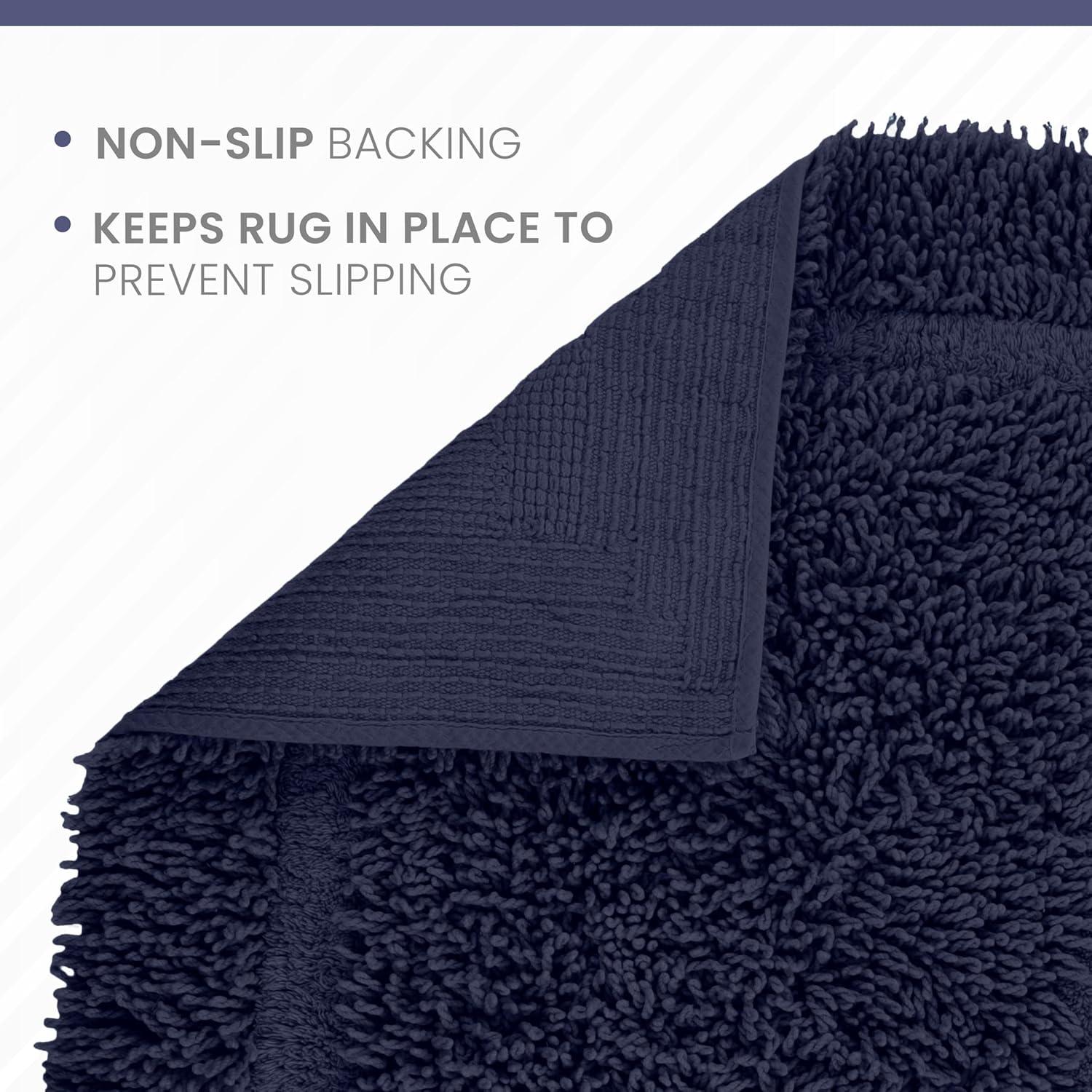 Martex 100% Cotton Bath Rug - Quick Dry - Ultra Soft & Extra Absorbent Non-Slip Bath Rug (Navy)