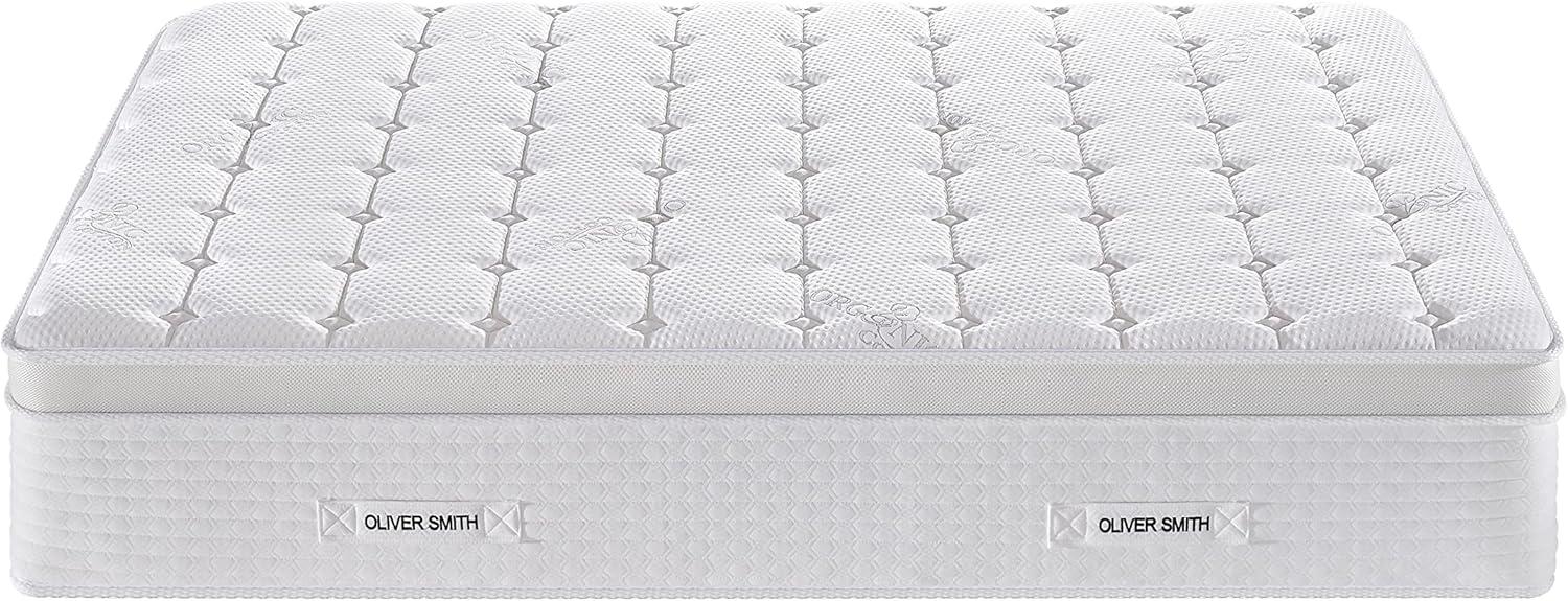 Queen Size Mattress - 14 Inch Cool Memory Foam & Spring Hybrid Mattress - Euro Top - Medium Firm - Oliver & Smith