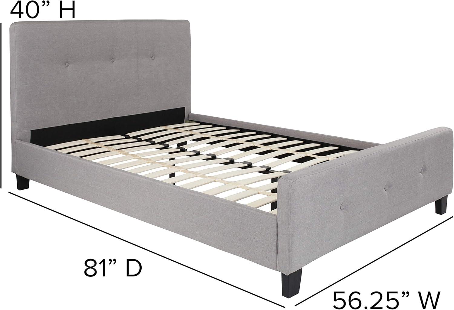Flash Furniture Tribeca Queen Size Tufted Upholstered Platform Bed in Light Gray Fabric