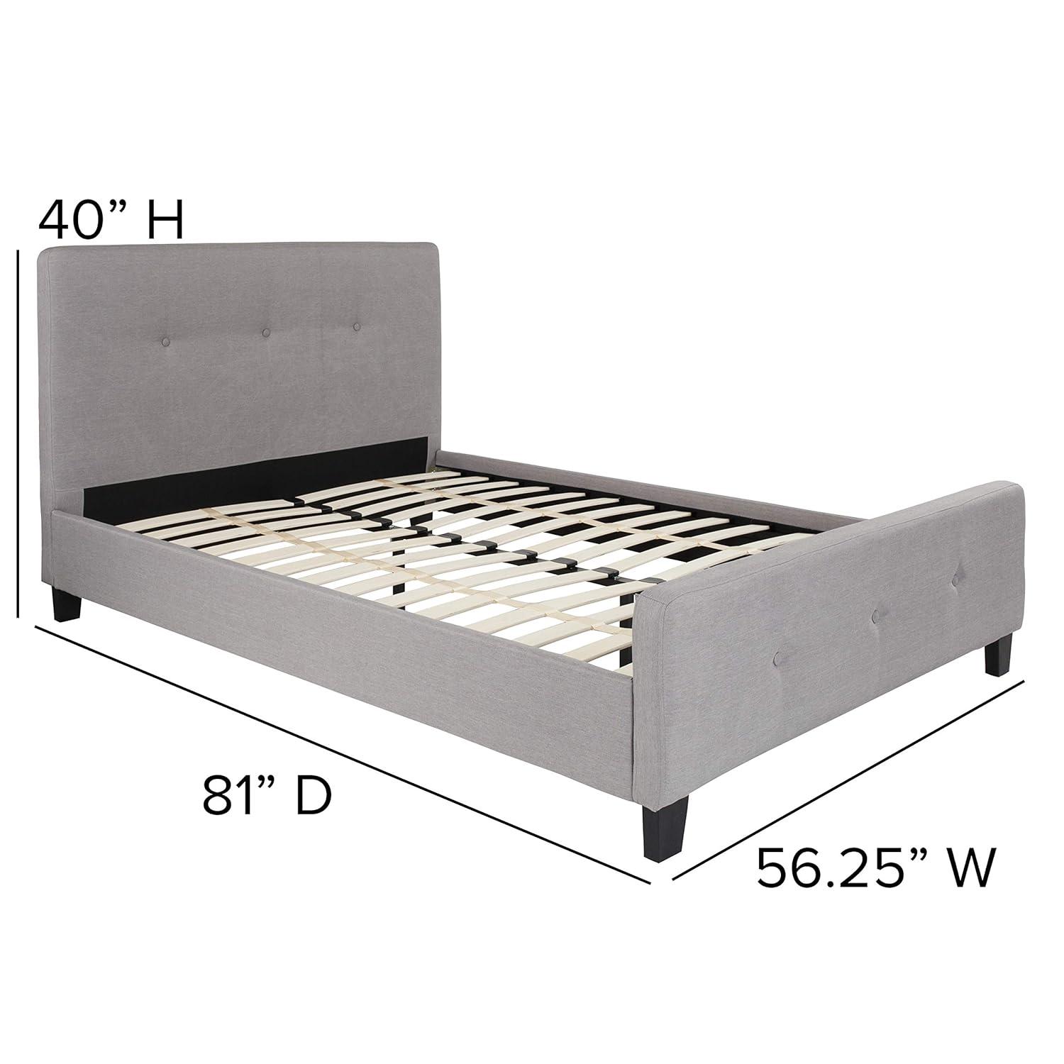 Flash Furniture Tribeca Queen Size Tufted Upholstered Platform Bed in Light Gray Fabric