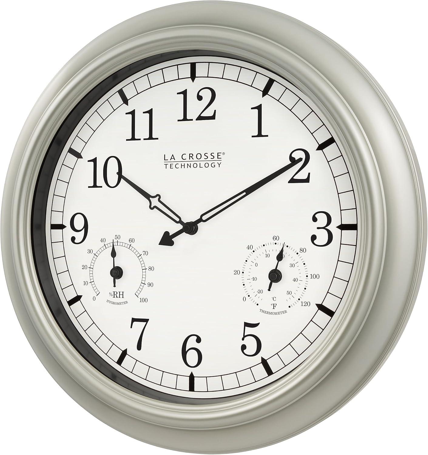 JIAHAO WT-3181PL-Q Quartz Indoor/Outdoor Wall Clock, 18"