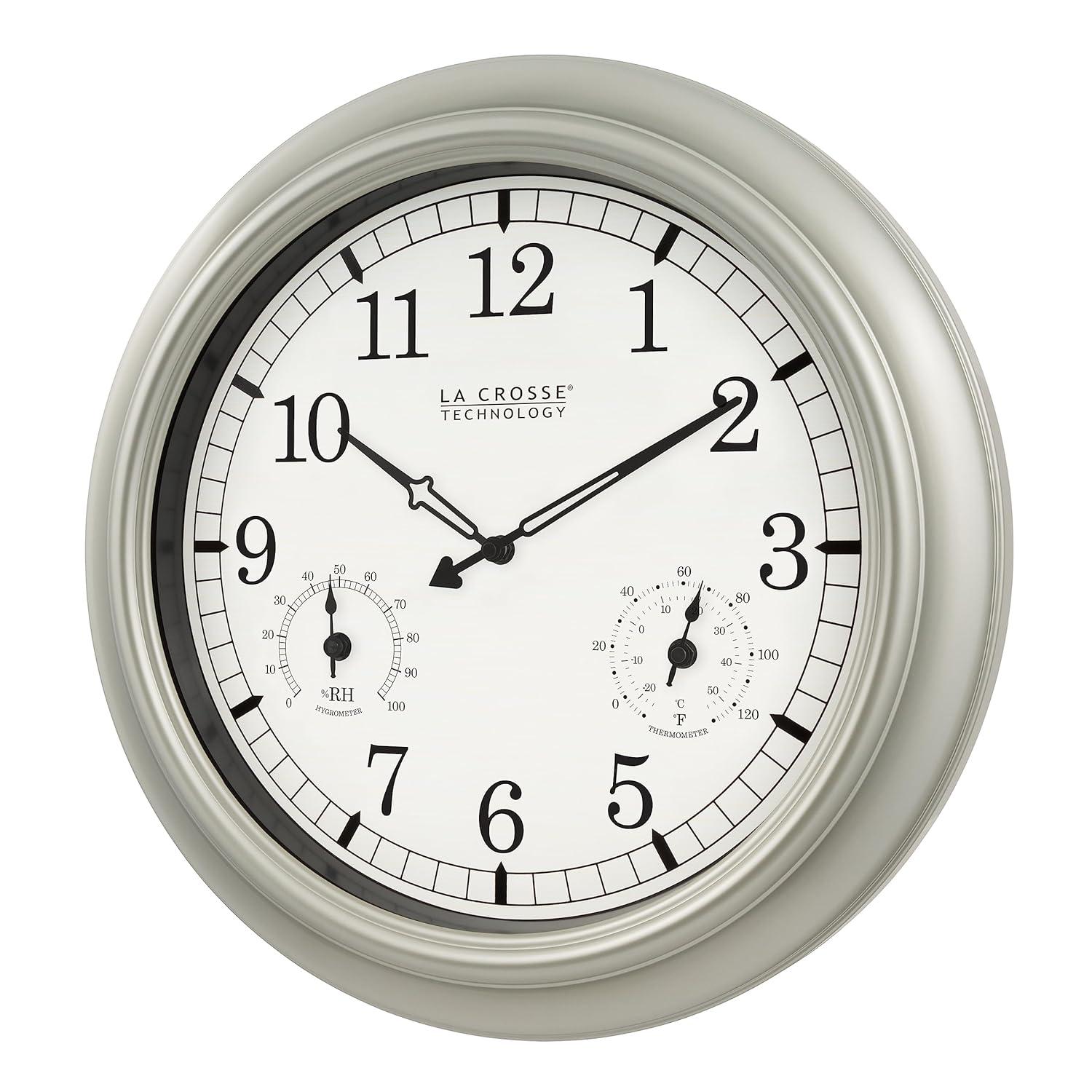 JIAHAO WT-3181PL-Q Quartz Indoor/Outdoor Wall Clock, 18"
