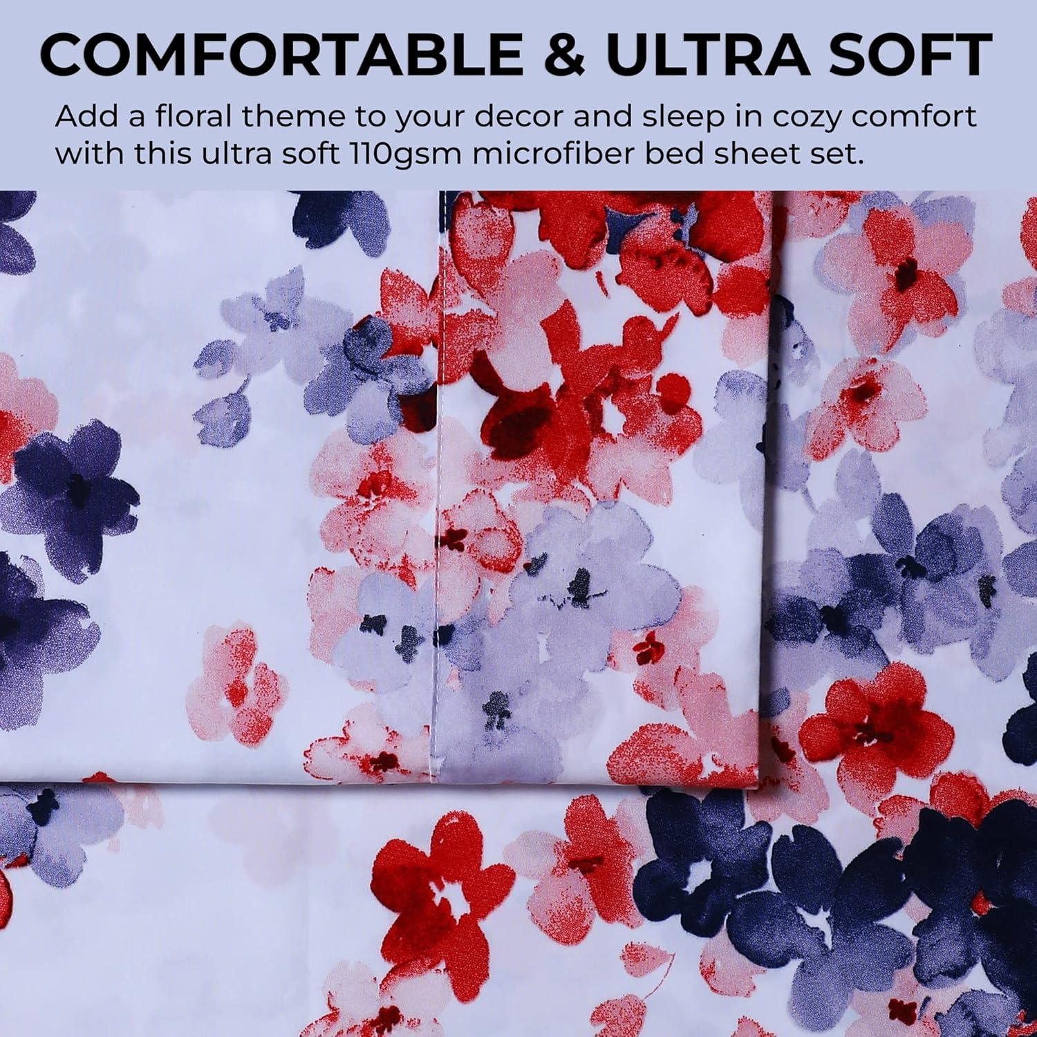 Azores Home Microfiber Floral Sheet Set