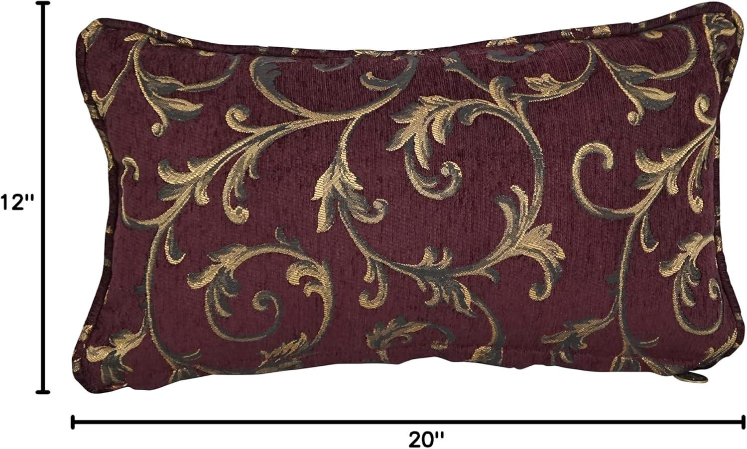 Burgundy Jacquard Chenille Rectangular Throw Pillow with Insert