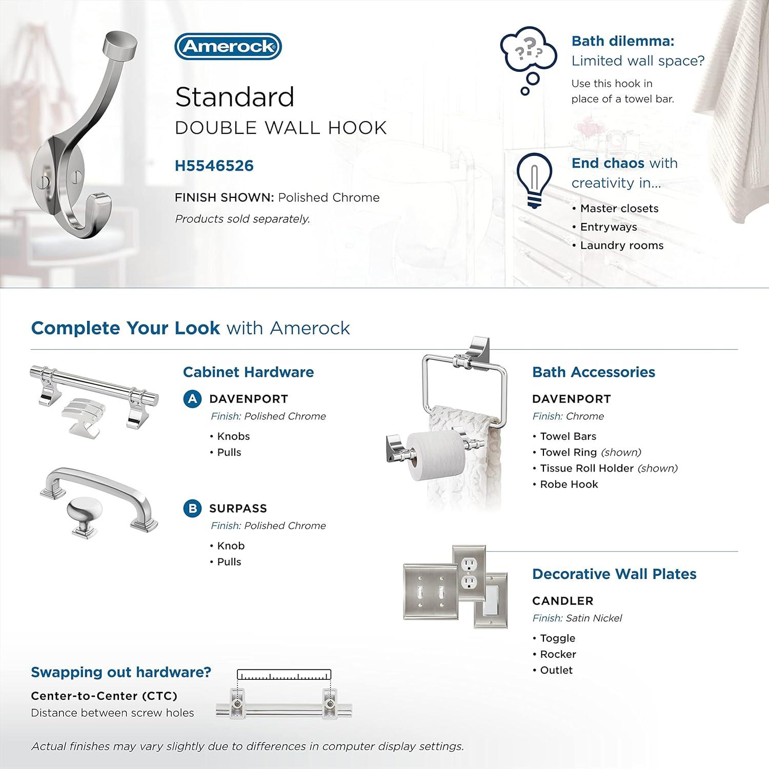 Adare Traditional Double Prong Decorative Wall Hook