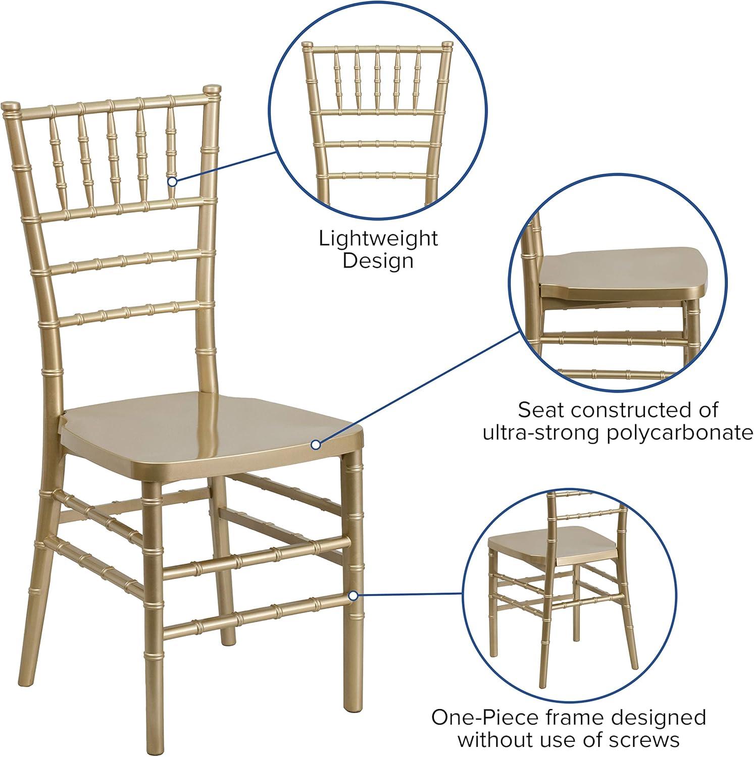 Elegant Gold Resin Chiavari Mid-Back Banquet Chair