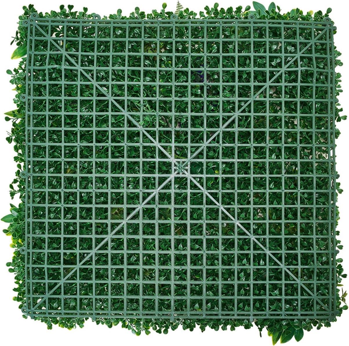 VEVOR Artificial Grass Wall Panels, 12 PCS 20 x 20 inch, 3D Combination Greenery Boxwood Panel for Indoor Outdoor Green Decor & Ivy Fence Covering, Privacy Backdrop Wall Hedge Screen for Garden