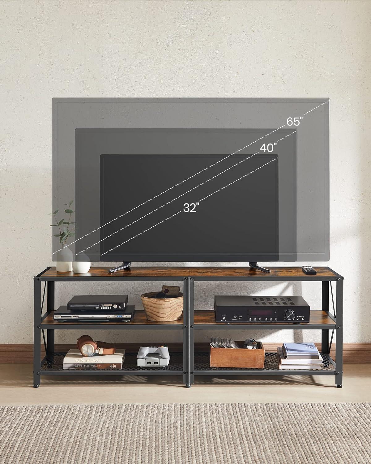 VASAGLE TV Stand for TV up to 60 Inches, Steel Frame, Rustic Brown and Black