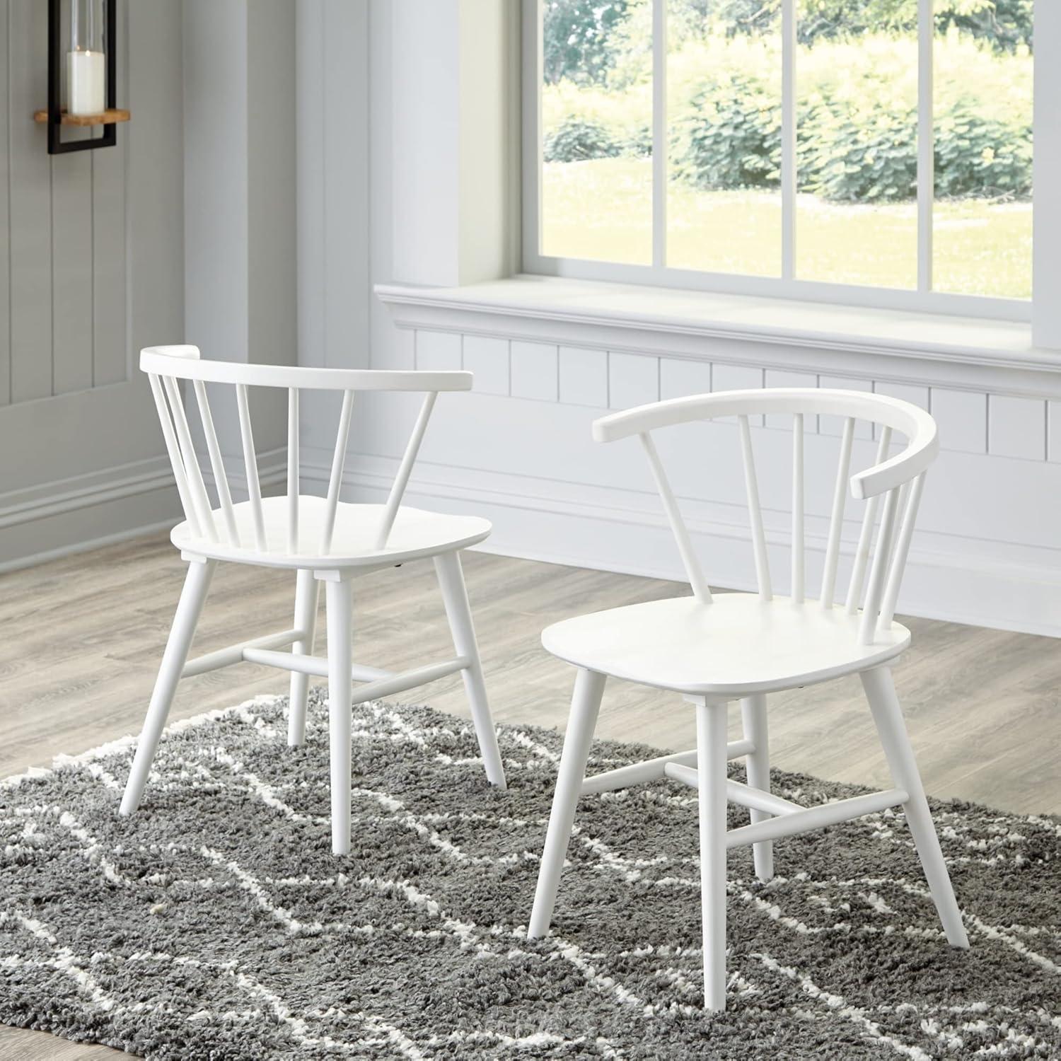 White Wood Spindle Back Dining Side Chair Set