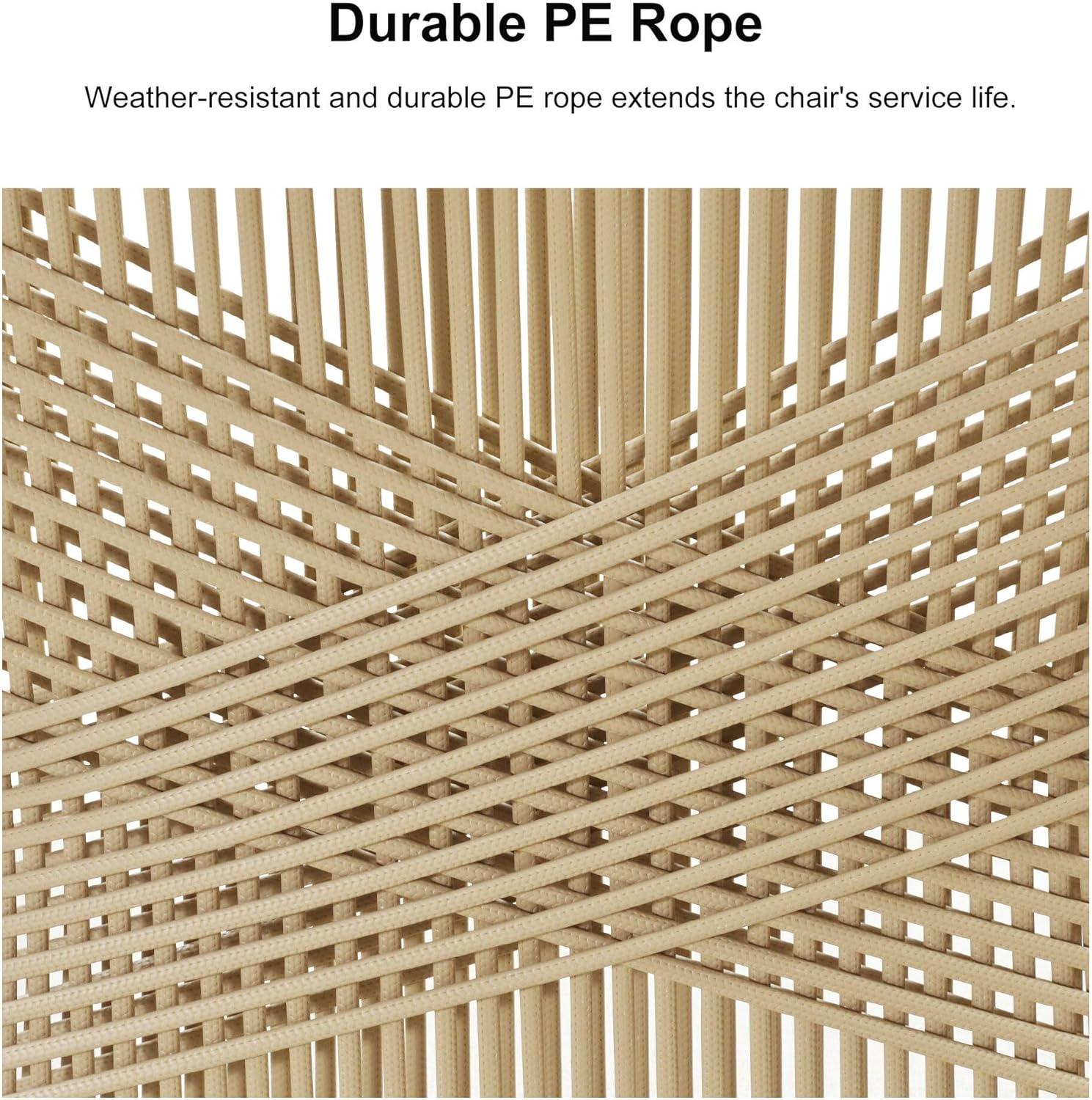 PURPLE LEAF Outdoor 24" Counter Height Bar Stools Chair Set of 2, All Weather Rattan and Aluminum Patio Bar Stool with Cushion for Indoor and Outdoor, Kitchen Island, Teak