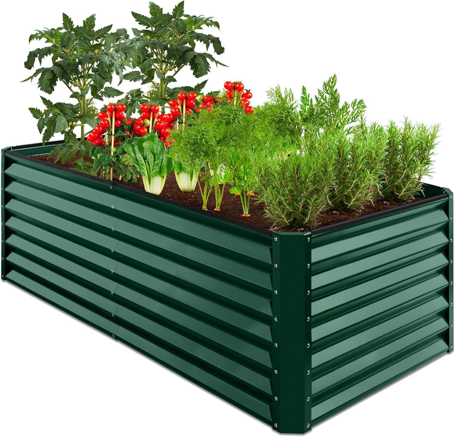 Best Choice Products 6x3x2ft Outdoor Metal Raised Garden Bed, Planter Box for Vegetables, Flowers, Herbs - Dark Green