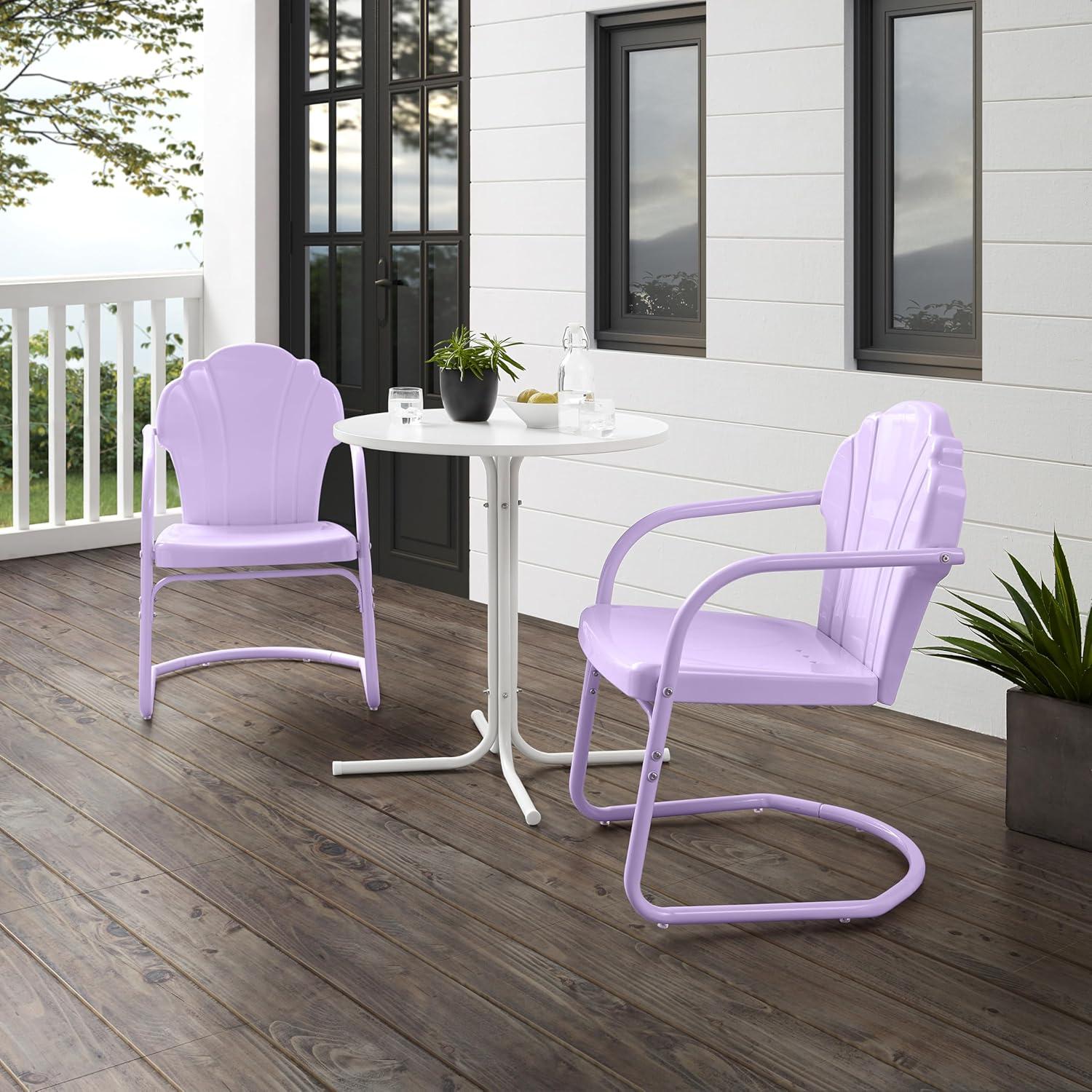 Crosley Tulip 3 Piece Retro Outdoor Bistro Set in Lavender