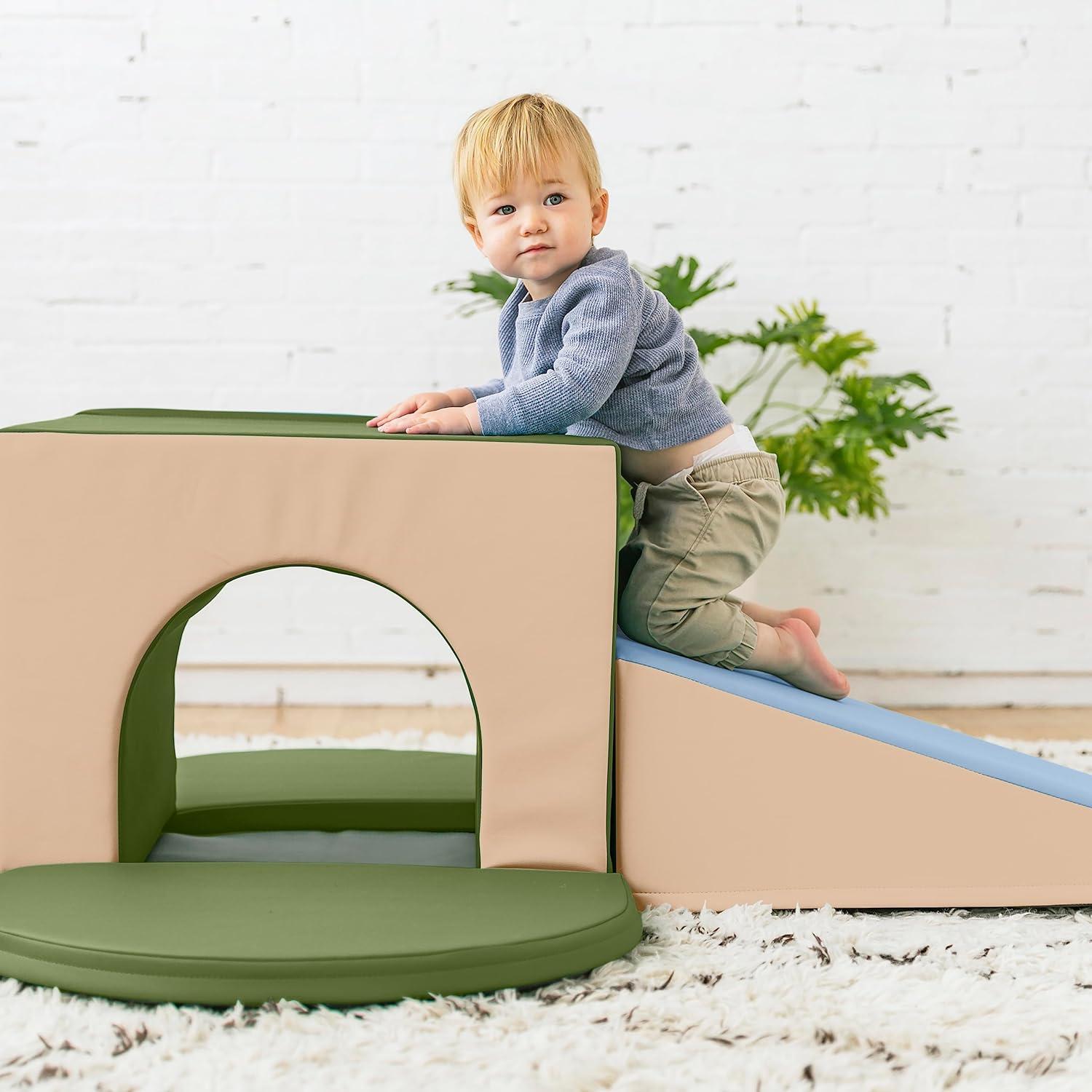 ECR4Kids SoftZone Single Tunnel Maze, Earthtone, 6-Piece