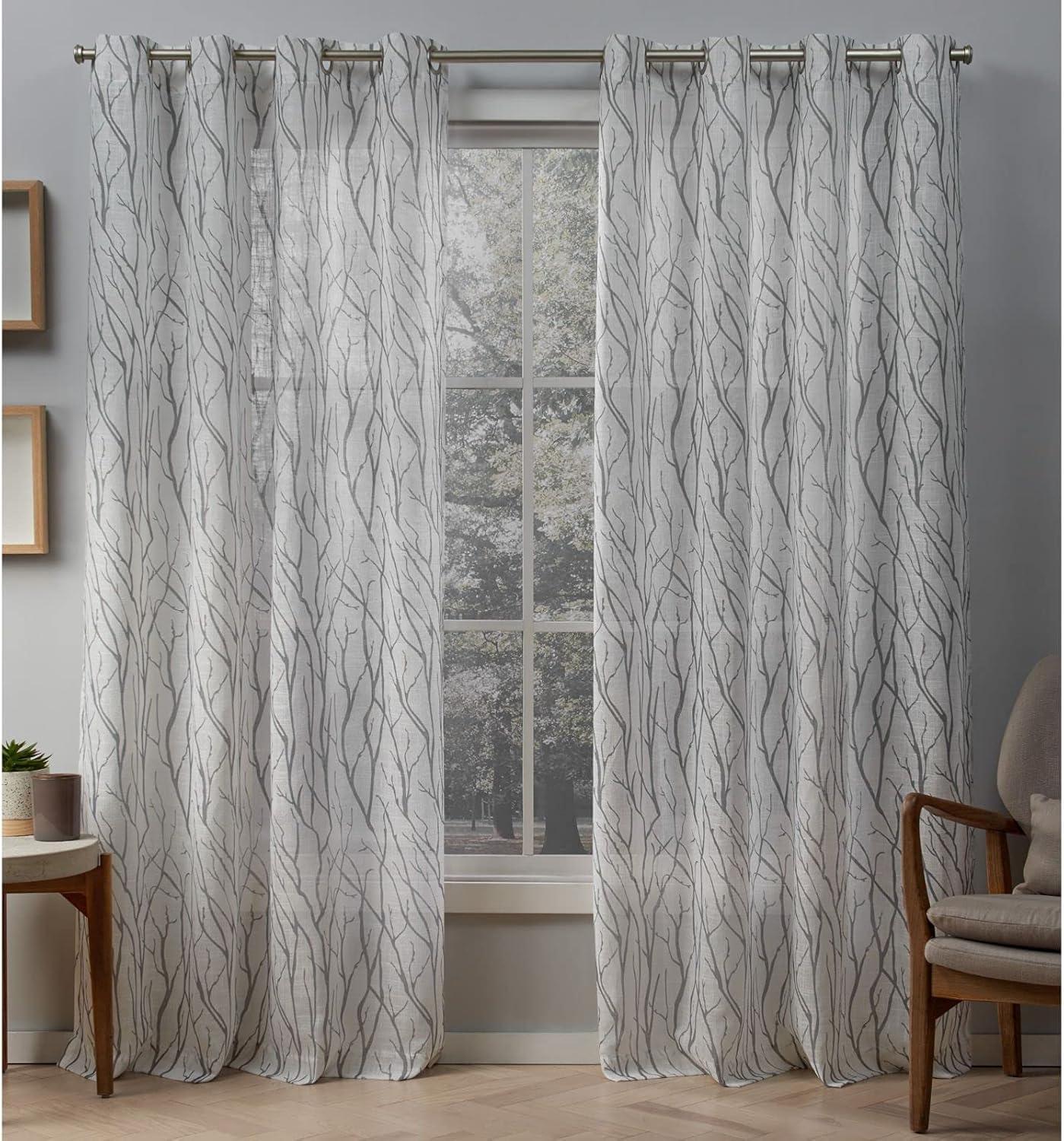 Dove Gray Light-Filtering Linen Look Grommet Curtains