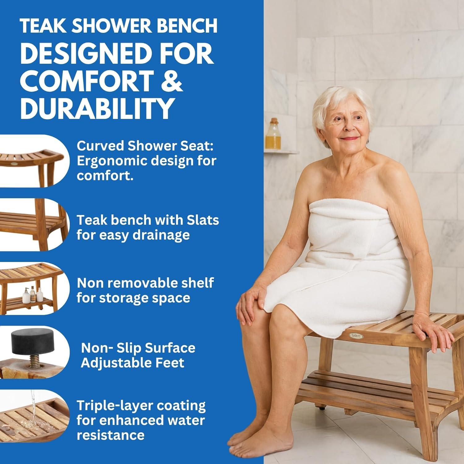 Harmony Teak Shower Bench, DecoTeak, Teak Shower Bench, Teak Shower Stool, Teak Bench Shower, Teak Wood Shower Bench, Teak Shower Seat, Wooden Shower Bench, Teak Shower Chair