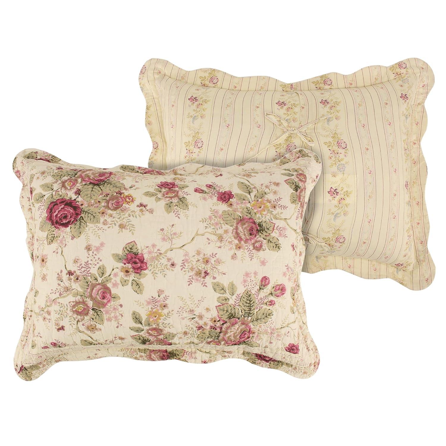 Antique Rose Cotton Reversible Quilt Set