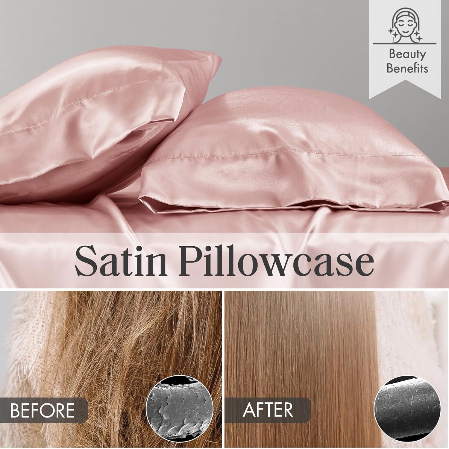 California King Satin Luxury 6pc Sheet Set Blush