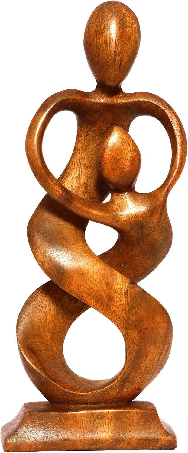 12" Wooden Handmade Abstract Sculpture Statue Handcrafted "Entwined Spirits" Gift Art Decorative Home Decor Figurine Accent Decoration Hand Carved