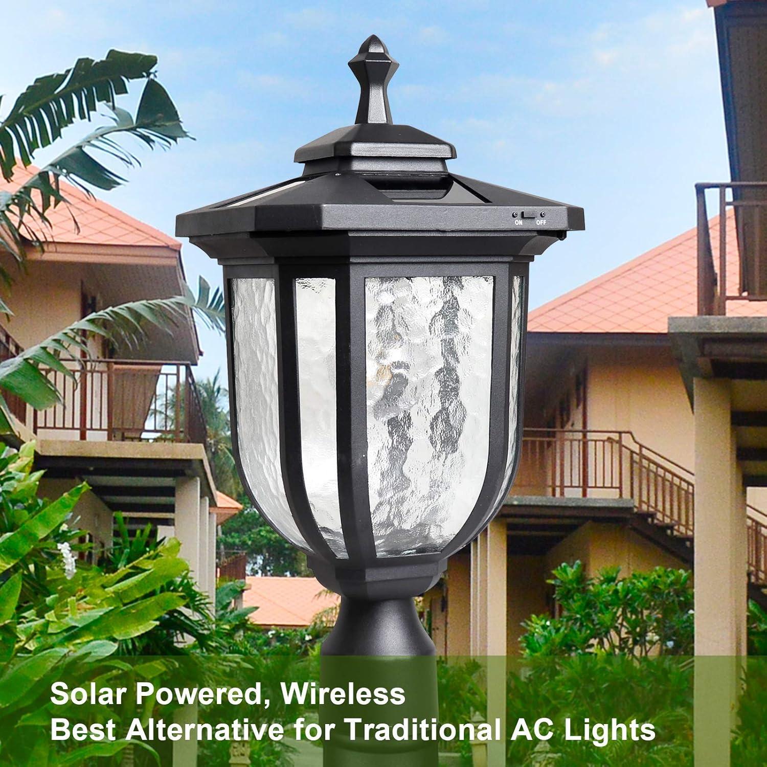 KMC KMC LIGHTING ST4322Q Solar Lamp Post Light Outdoor Aluminum Solar Post Light 120 LUMENS One Pack for Garden Post Pole Mount Landscape Yard etc.