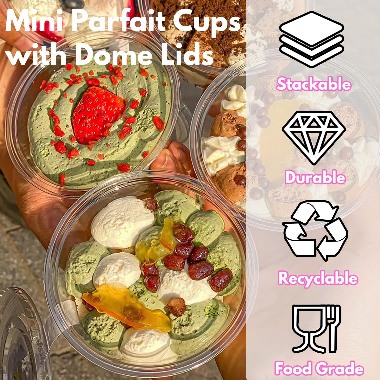 Clear Plastic Cups with Lids,6 oz-50 Pack Mini Parfait Cups with Dome Lids(No Hole),Disposable Party Dessert Cups for Cold Drinks,Fruit,Cupcake,Ice Cream,Snack,Candy