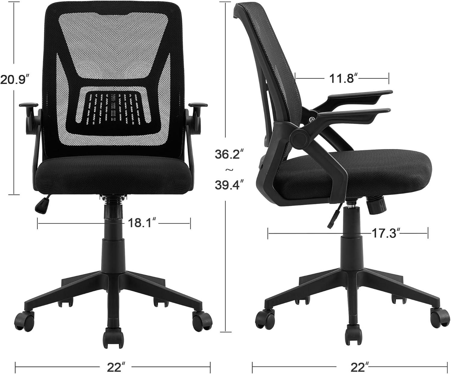 Jet Black Adjustable Mesh Swivel Office Task Chair