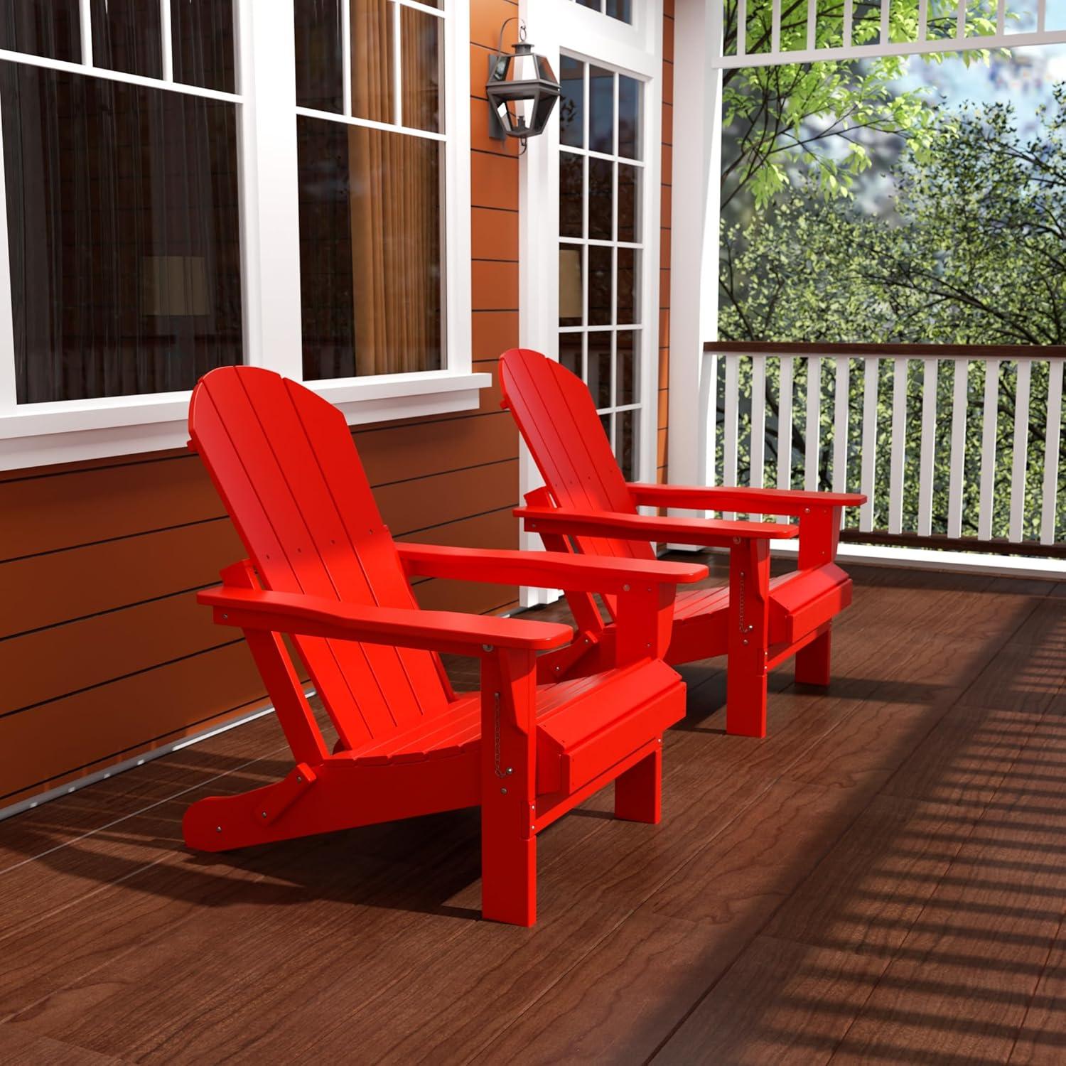 Red Poly Adirondack Outdoor Folding Armchair Set of 2