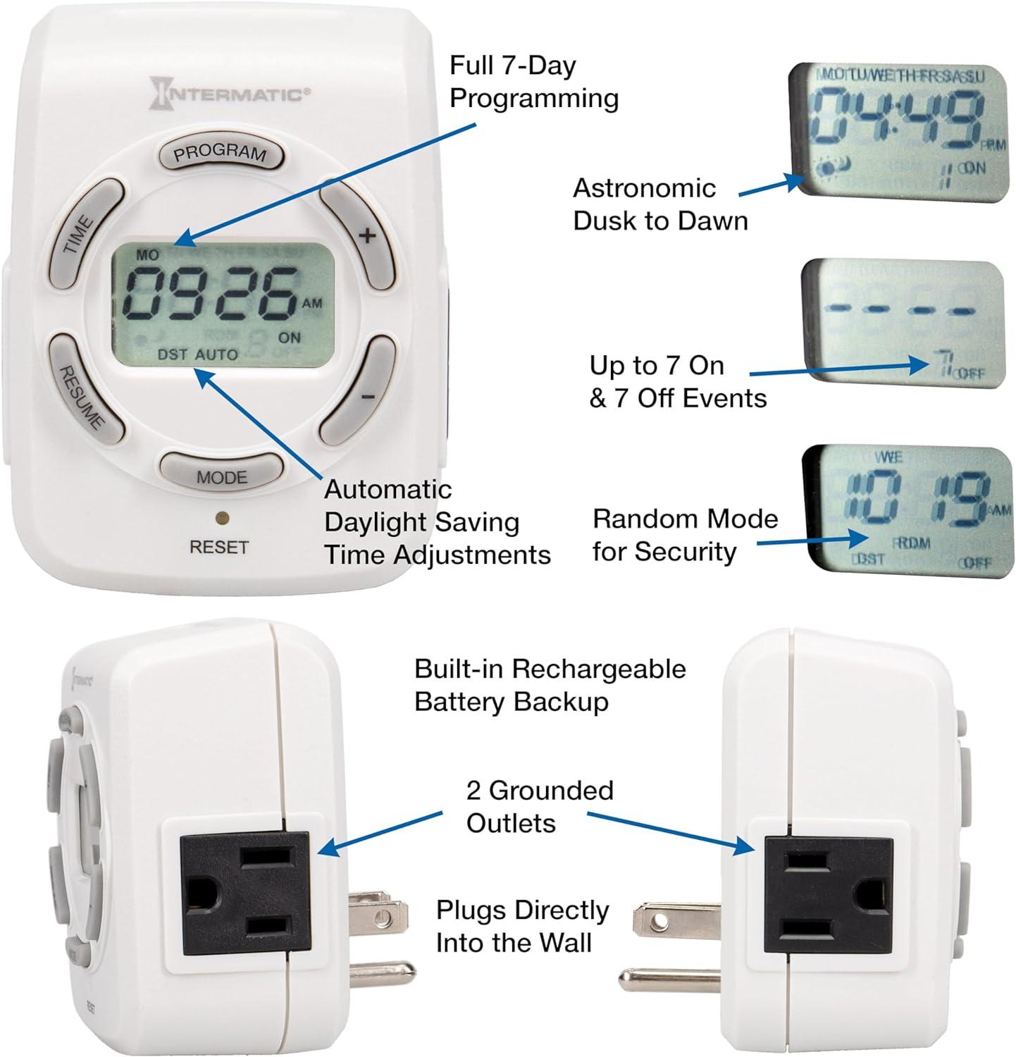 Intermatic DT122K 7-Day Indoor Digital Plug-In Timer