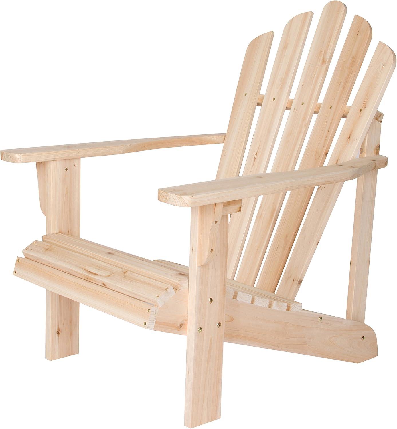 Natural Cedar Wood Adirondack Chair with Wide Arms