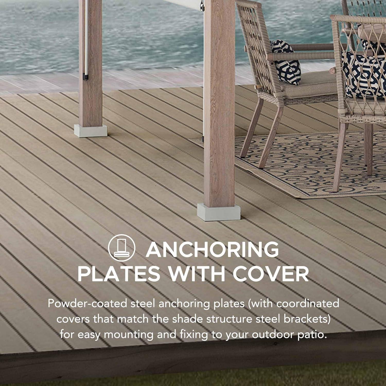 Sunjoy Cedar Pergola 10 x 11 ft. Wooden Hot Tub Pergola with Adjustable Canopy and Privacy Screen