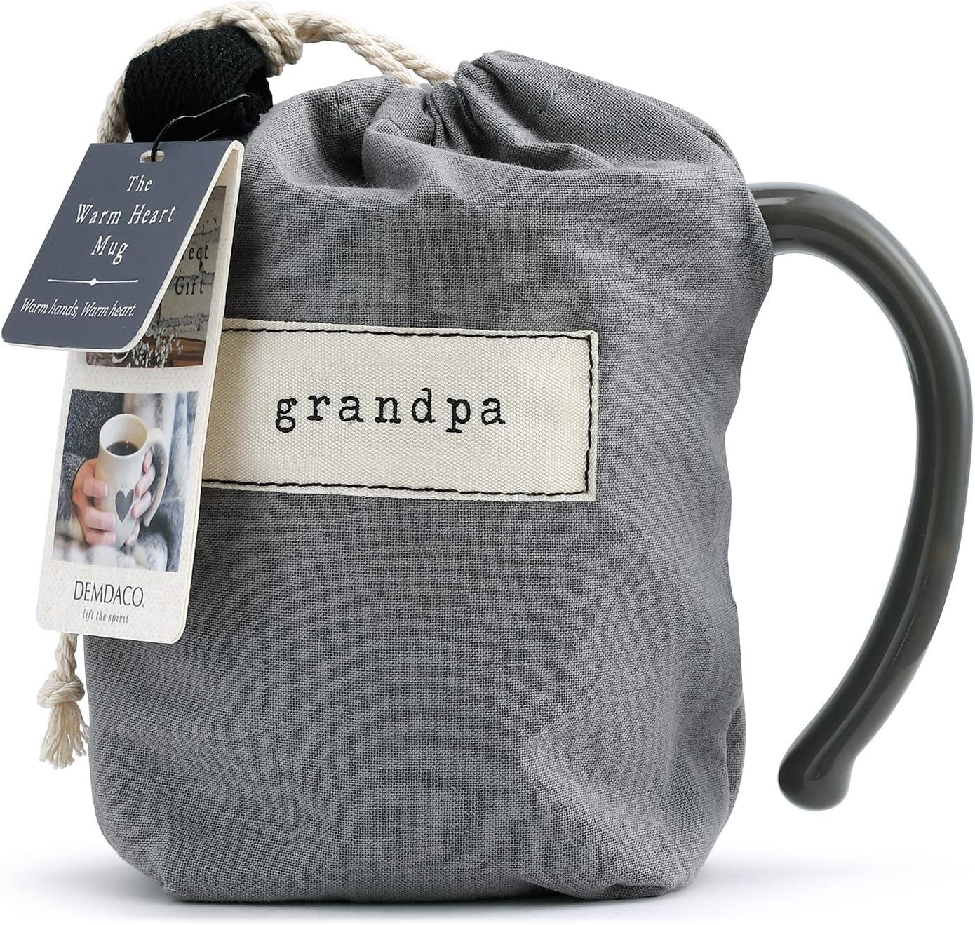 Grandpa Heart Dark Gray Inspirational 16 ounce Ceramic Stoneware Coffee Mug