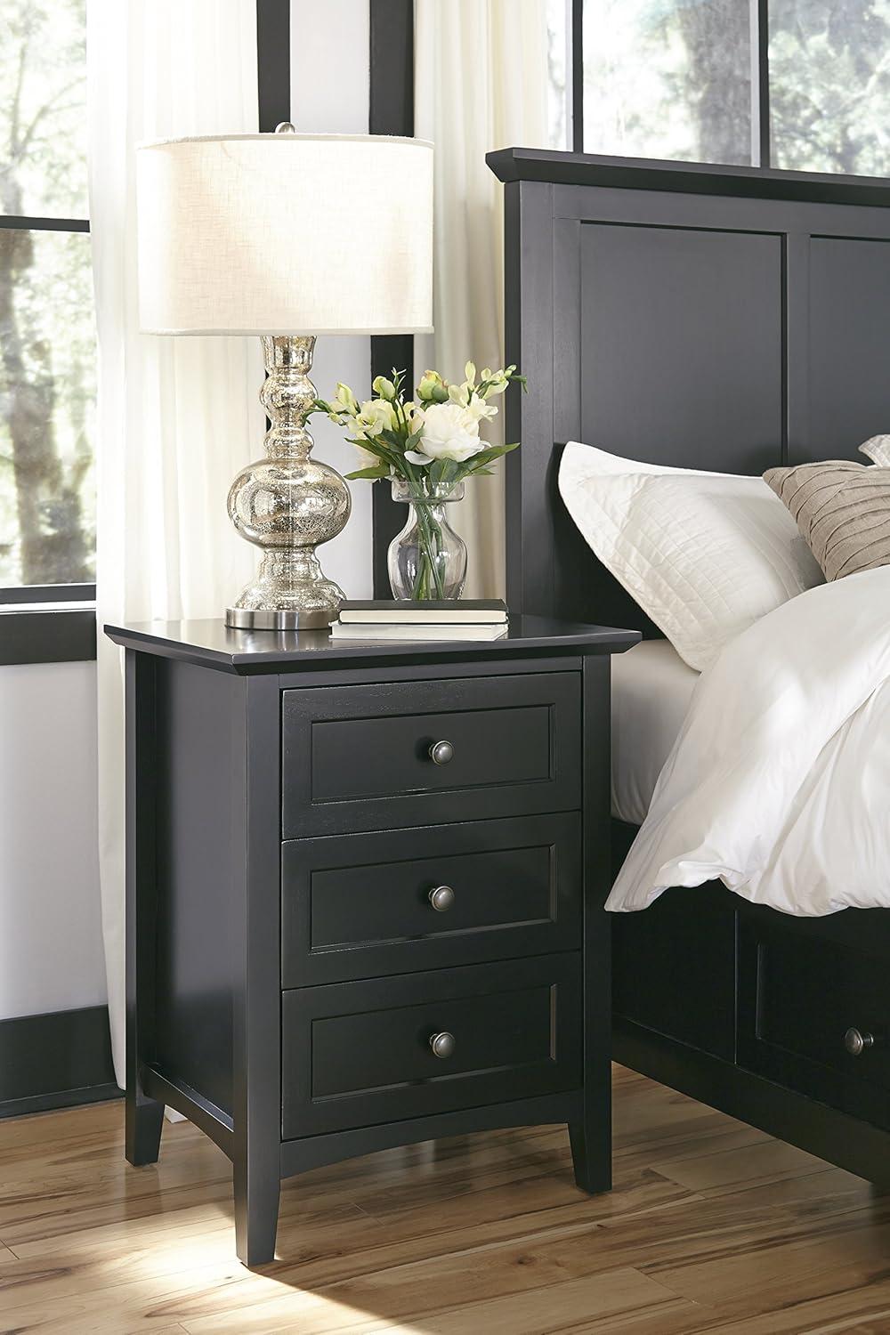 Modus Paragon 3 Drawer Nightstand in Black