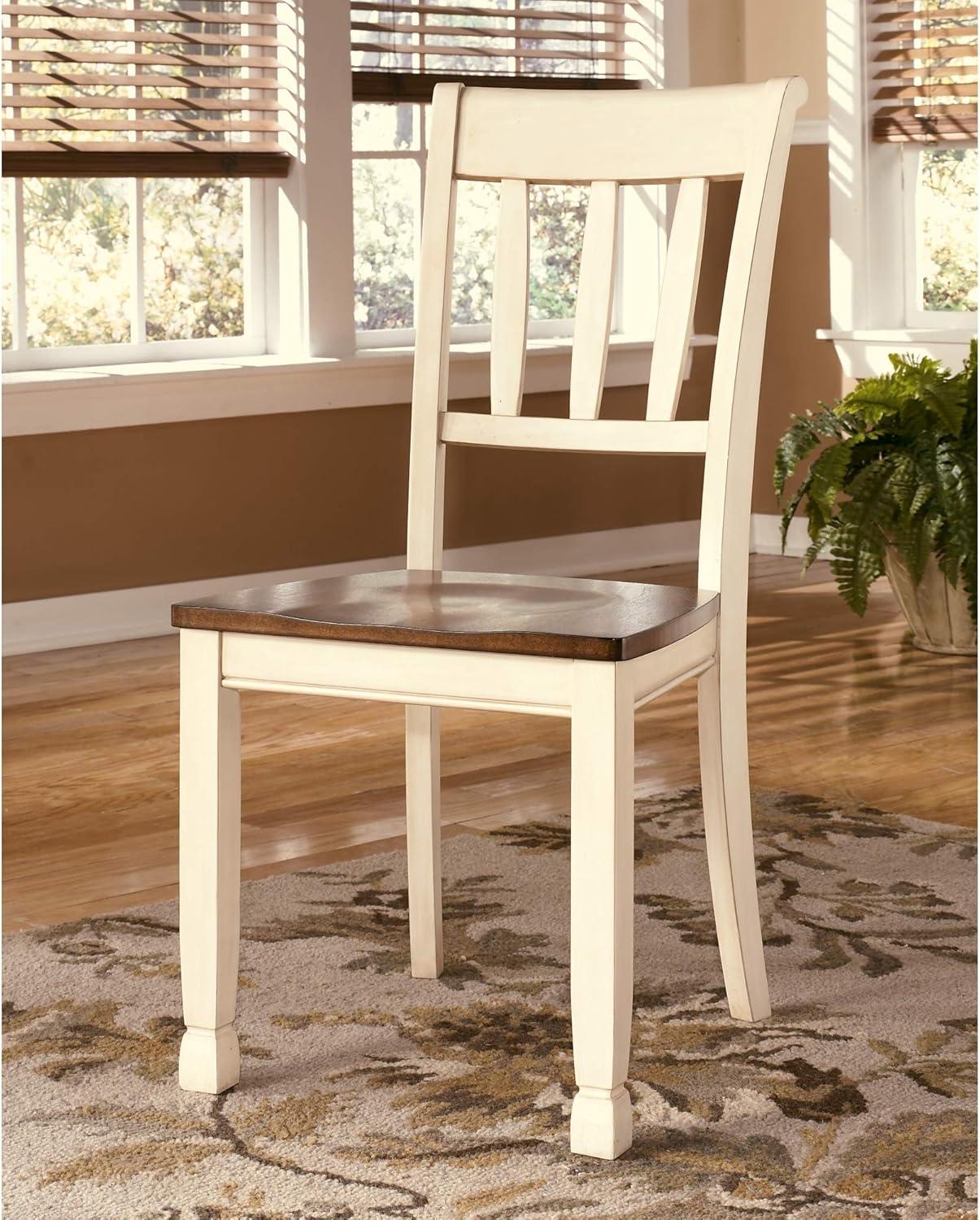 2pc Whitesburg Dining Room Side Chair Cottage White - Signature Design by Ashley: Hardwood Frame, Slat Back Design