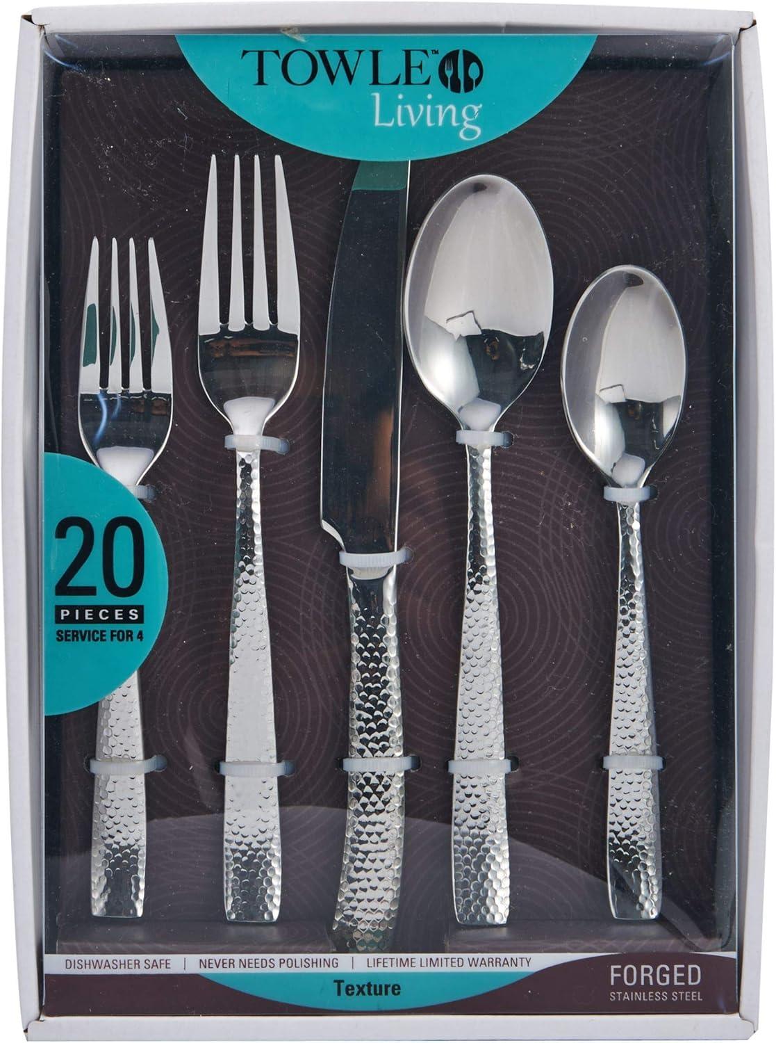 Towle Living 20-Piece Texture Stainless Steel Flatware Set, Service for 4