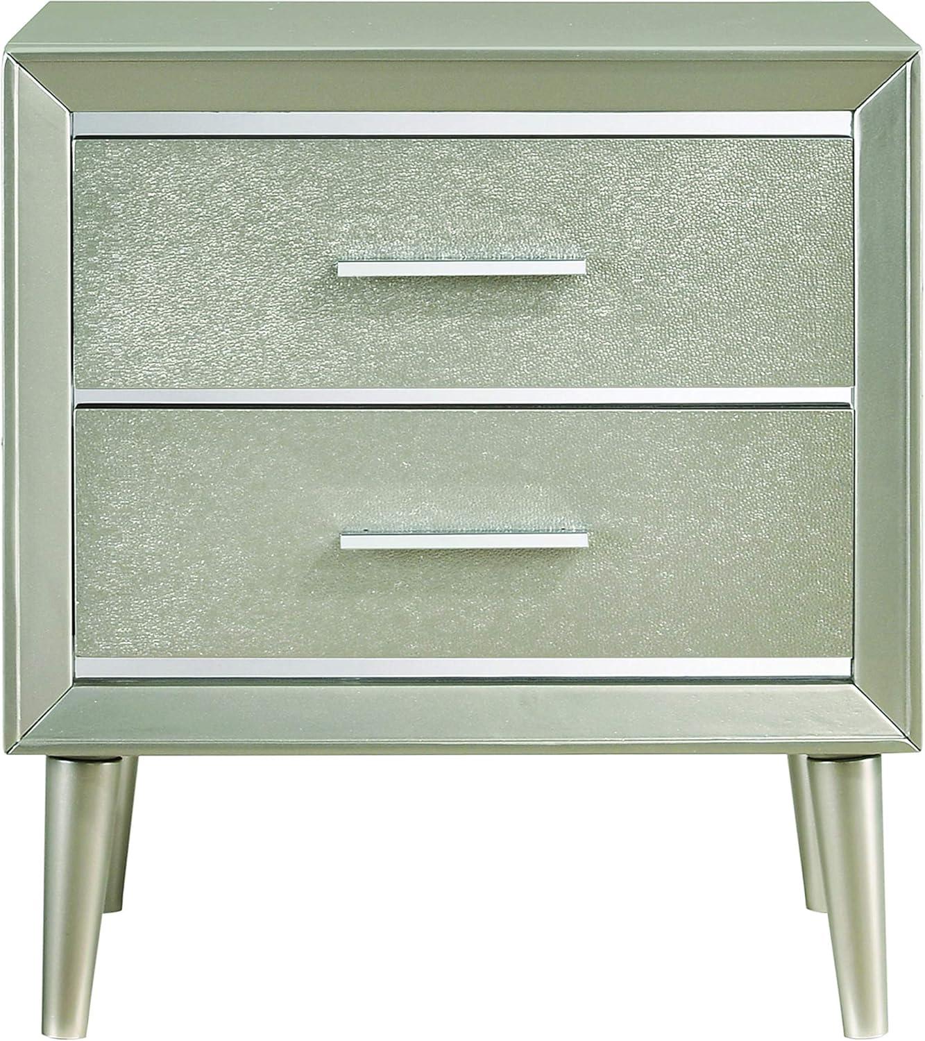 Ramon 2-drawer Nightstand Metallic Sterling