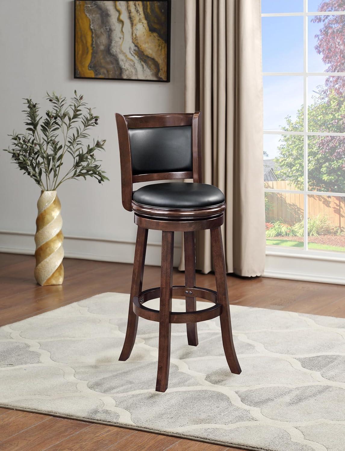 Boraam 34" Extra Tall Augusta Swivel Barstool Cappuccino Brown: Upholstered, Wood Frame, Fixed Height