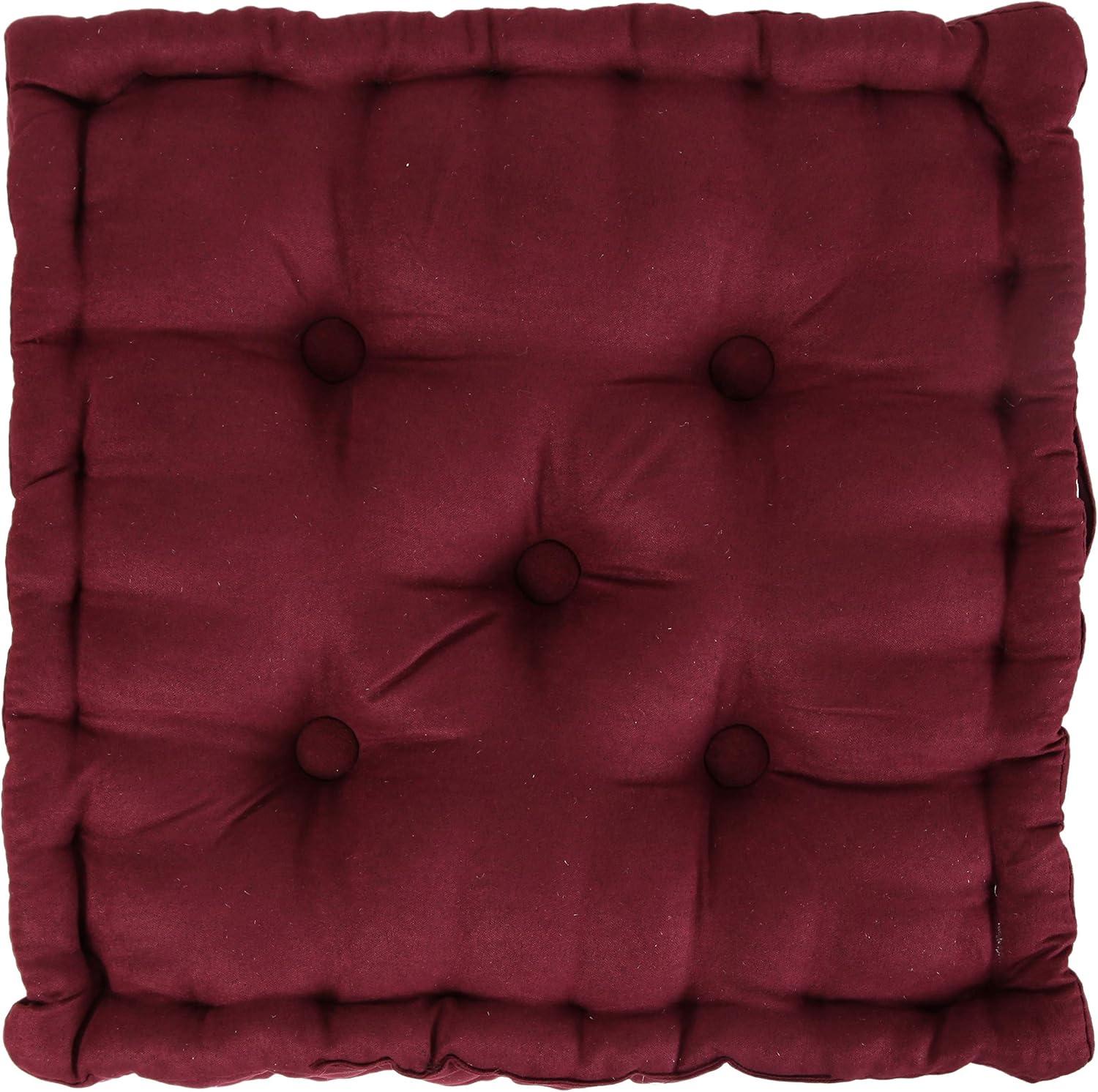 Collections Etc Tufted Padded Boosted Cushion and Support - Plush Seating for Chair with Carrying Handle, Burgundy