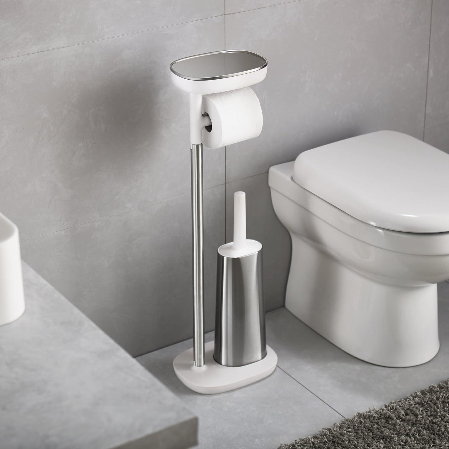 Joseph Joseph EasyStore Plus Free Standing Toilet Paper Holder with Flex Steel Toilet Brush