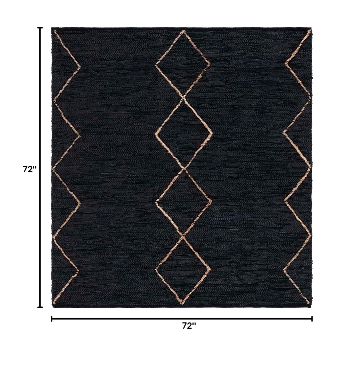 Vintage Leather VTL801 Hand Woven Area Rug - Black/Natural - 6'x6' - Safavieh.
