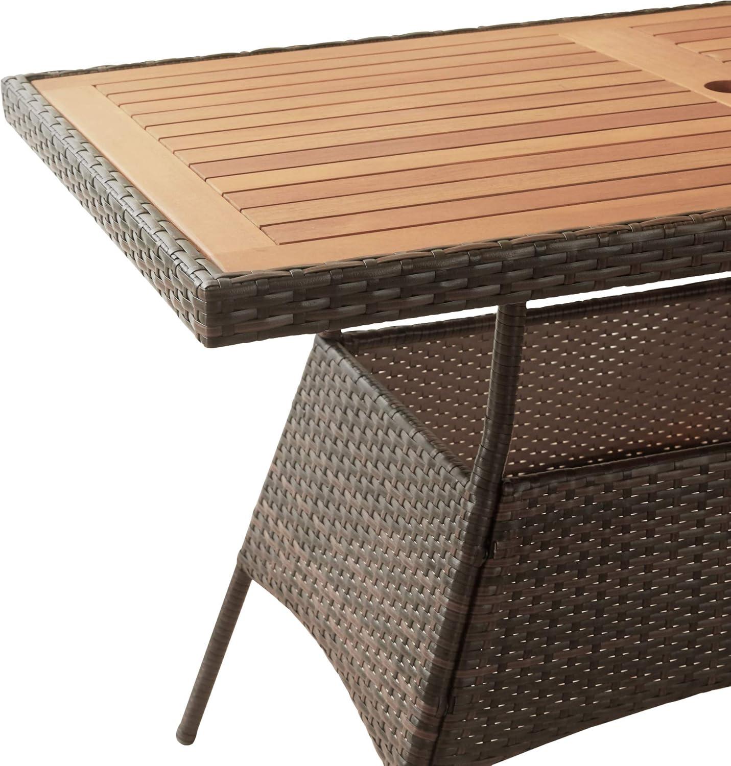 Teamson Home Outdoor 5-Piece PE Rattan & Acacia Wood Dining Set