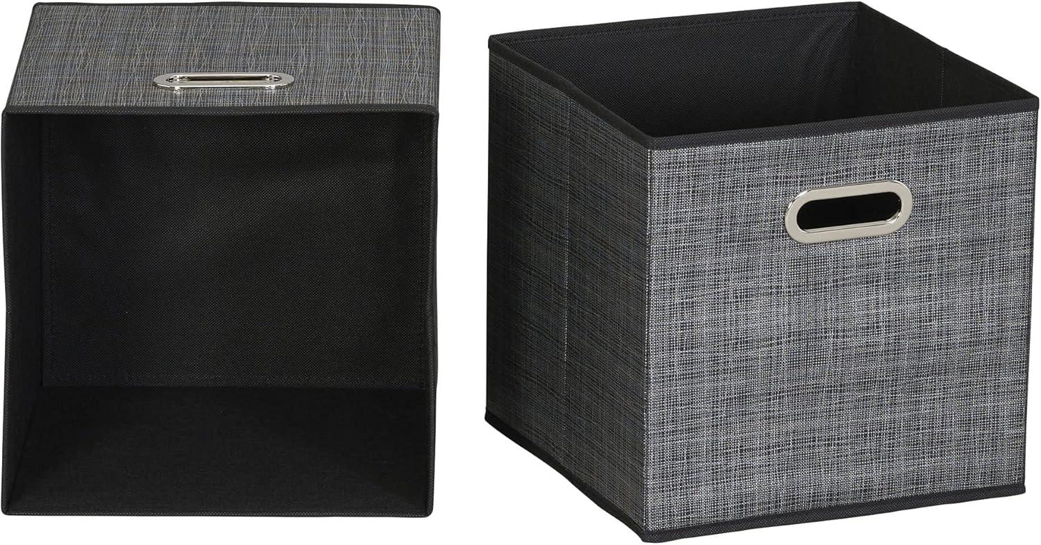 Household Essentials 11" Set of 6 Storage Bins Tan Mix: 11in Polyester Canvas, Folds Flat, No Assembly, Beige